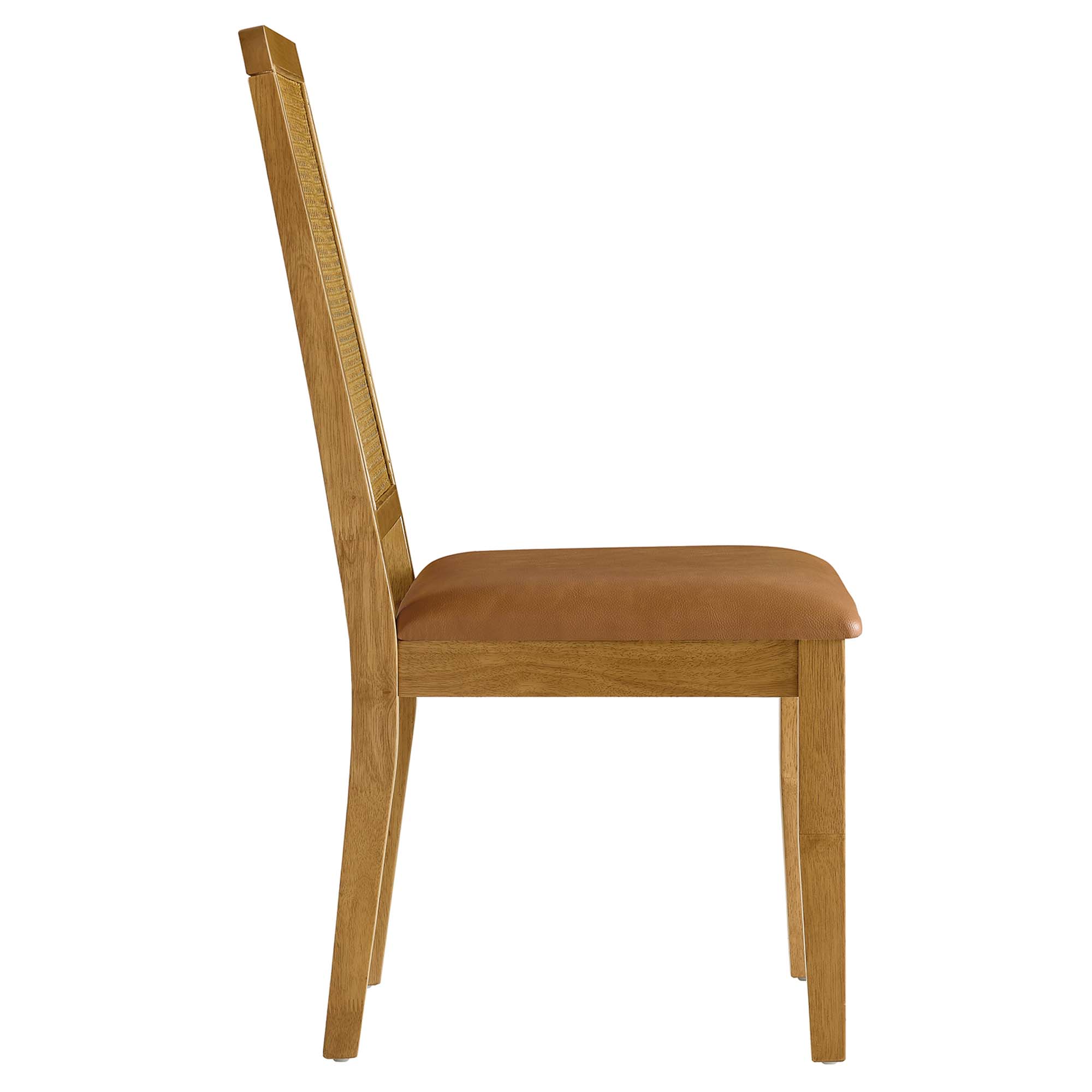 Arlo Vegan Leather Upholstered Faux Rattan and Wood Dining Side Chairs