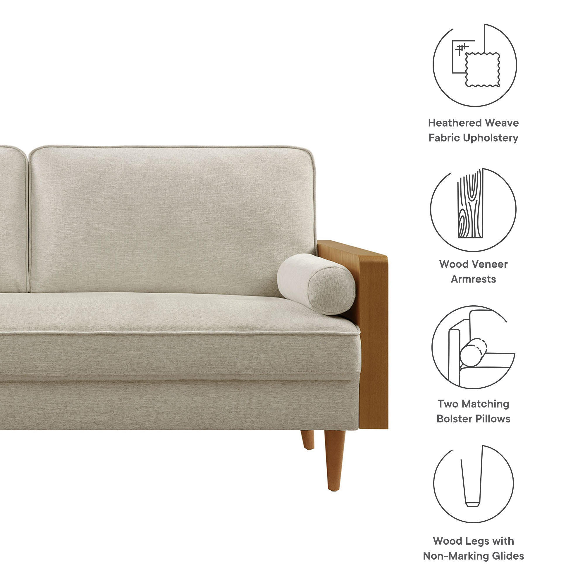 Kai Heathered Weave Fabric Loveseat