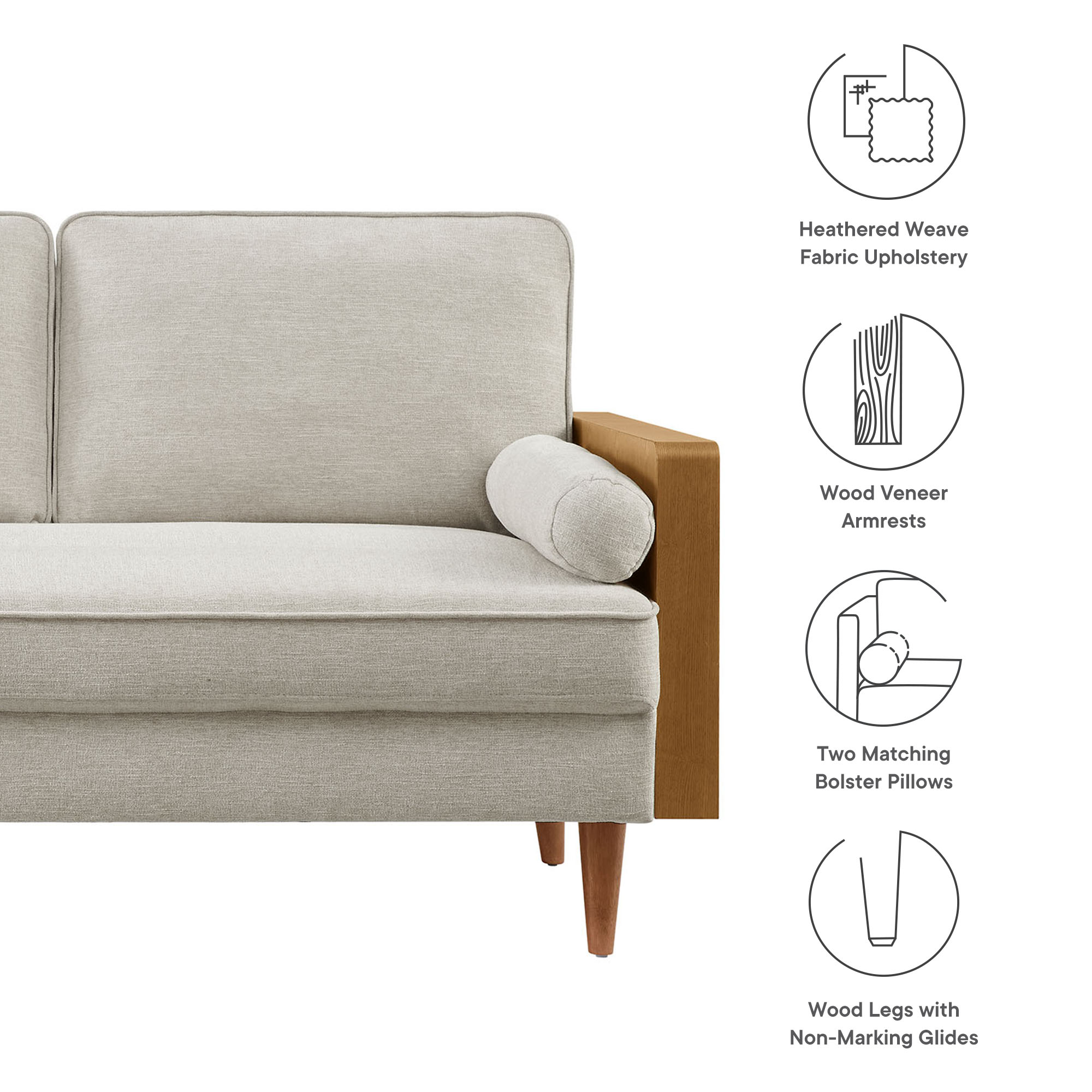 Kellan Heathered Weave Fabric Loveseat