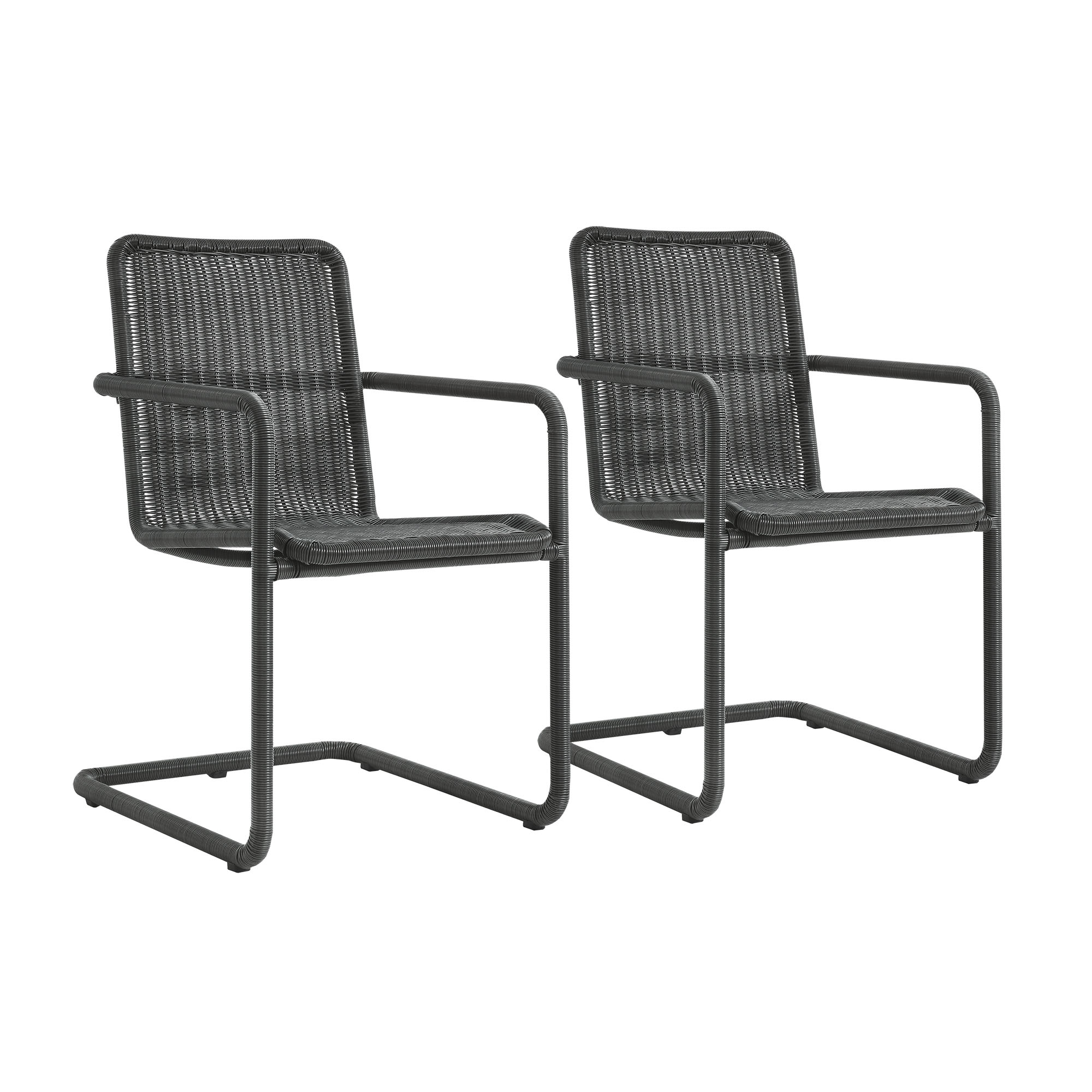 Abacus 7-Piece Rectangular Outdoor Patio Aluminum Dining Table Set with Rattan Armchairs