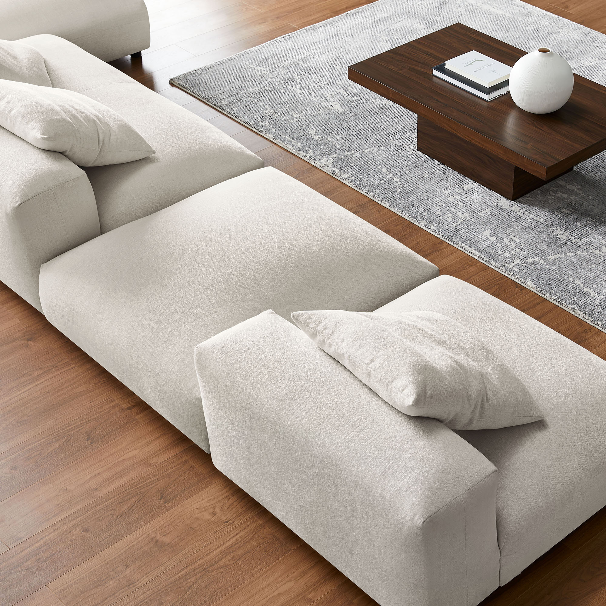 Solace 4-Piece Modular Upholstered Fabric Sectional Sofa With Ottoman