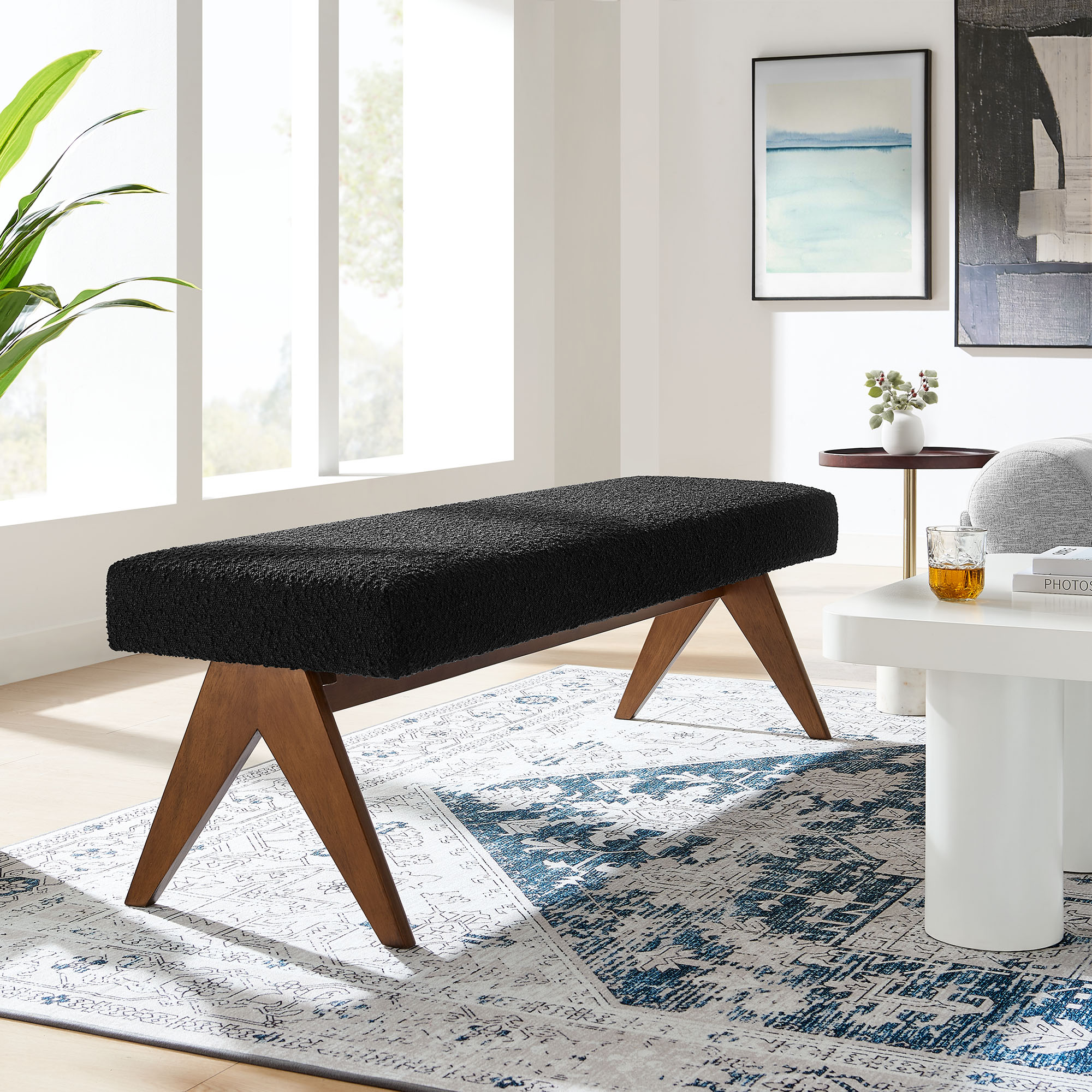 Lyra 63" Boucle Upholstered Bench
