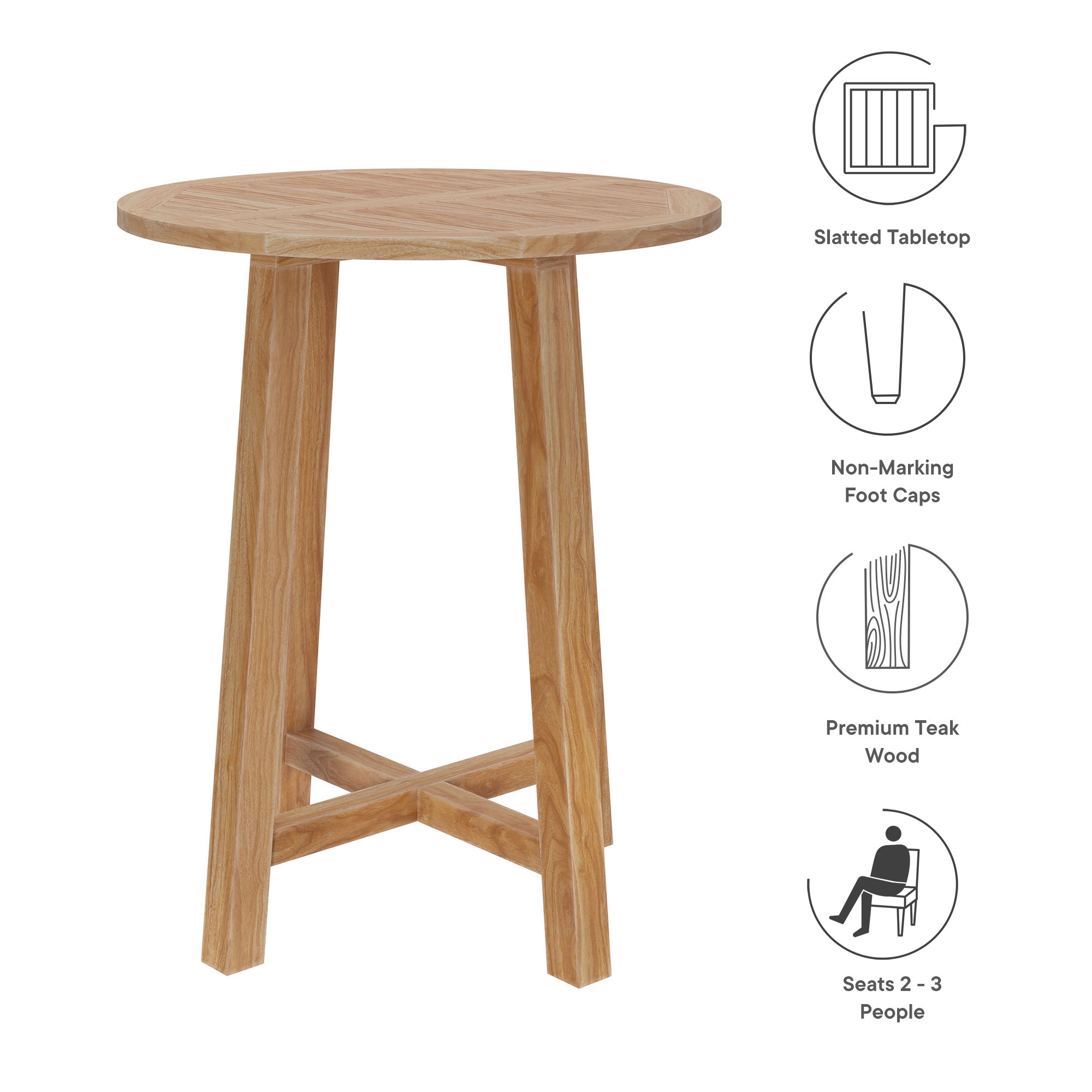 Wellspring 3-Pc Outdoor Patio Teak Wood Bar Set