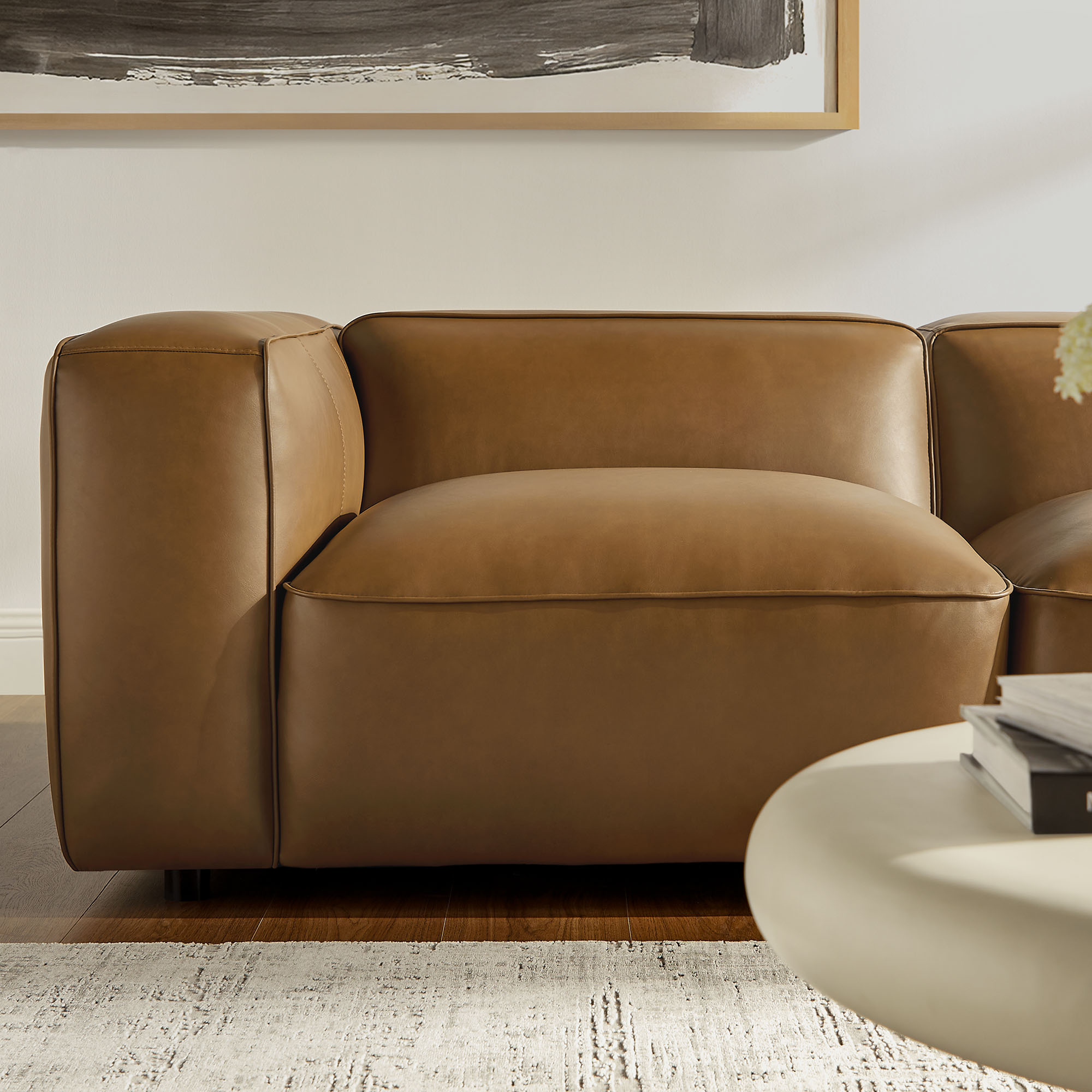 Auren 5-Piece Upholstered Vegan Leather Modular L-Shaped Sofa