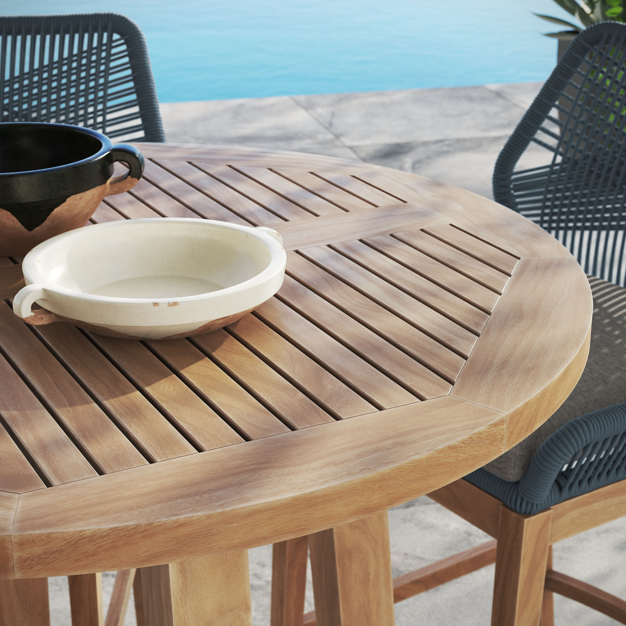 Wellspring 3-Pc Outdoor Patio Teak Wood Bar Set