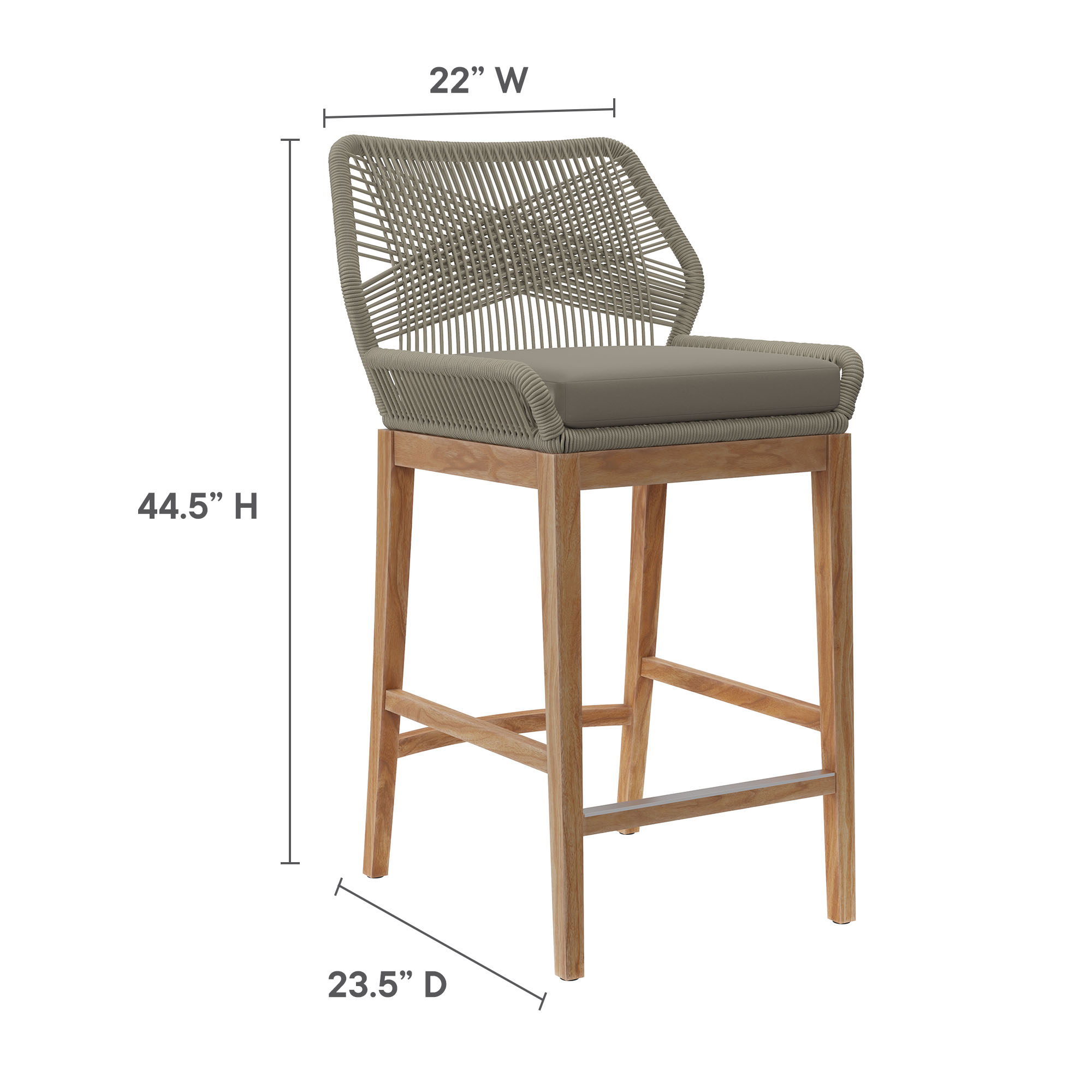 Wellspring 3-Pc Outdoor Patio Teak Wood Bar Set