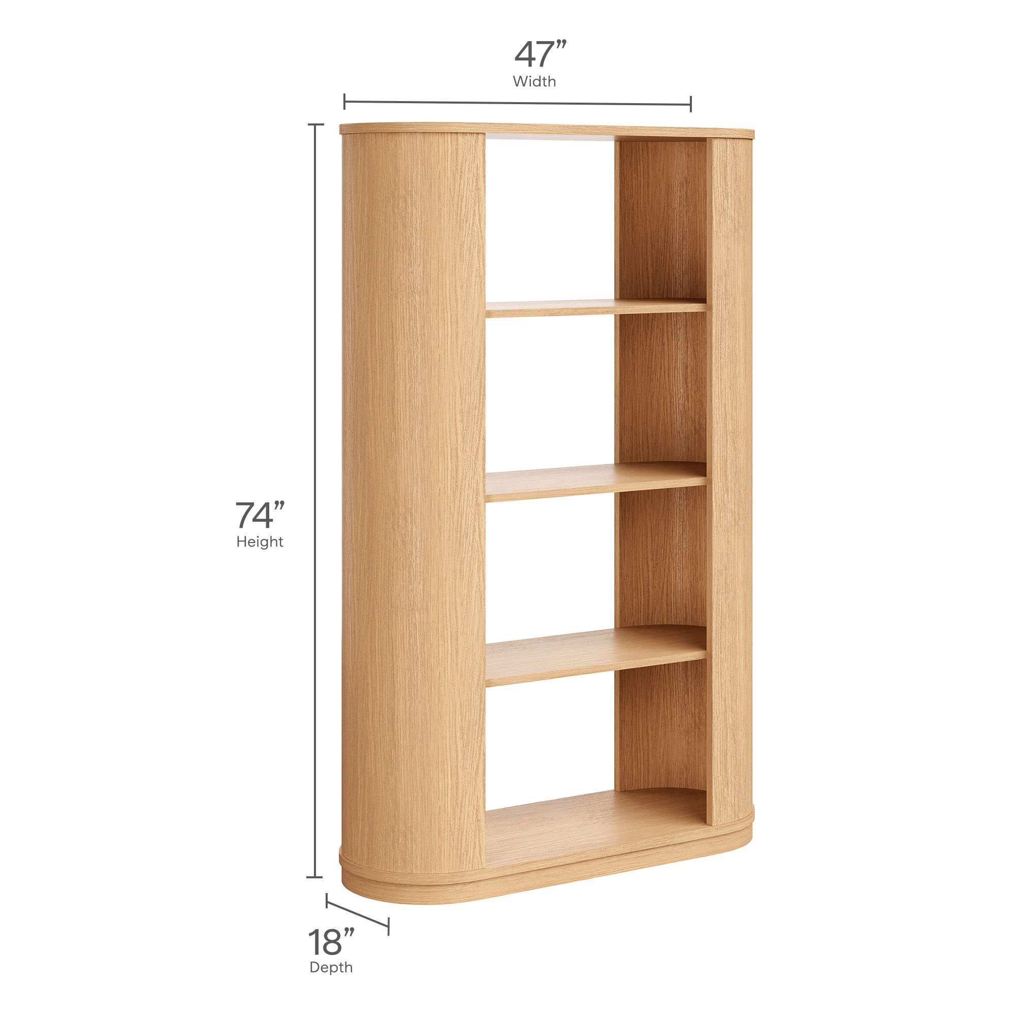 Aspect 74" Curved 4-Tier Bookshelf