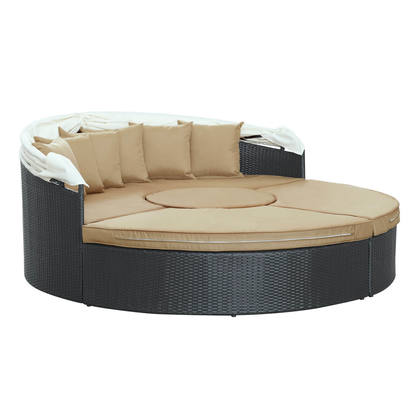 Quest Canopy Outdoor Patio Daybed, Espresso + Mocha by Modway Furniture