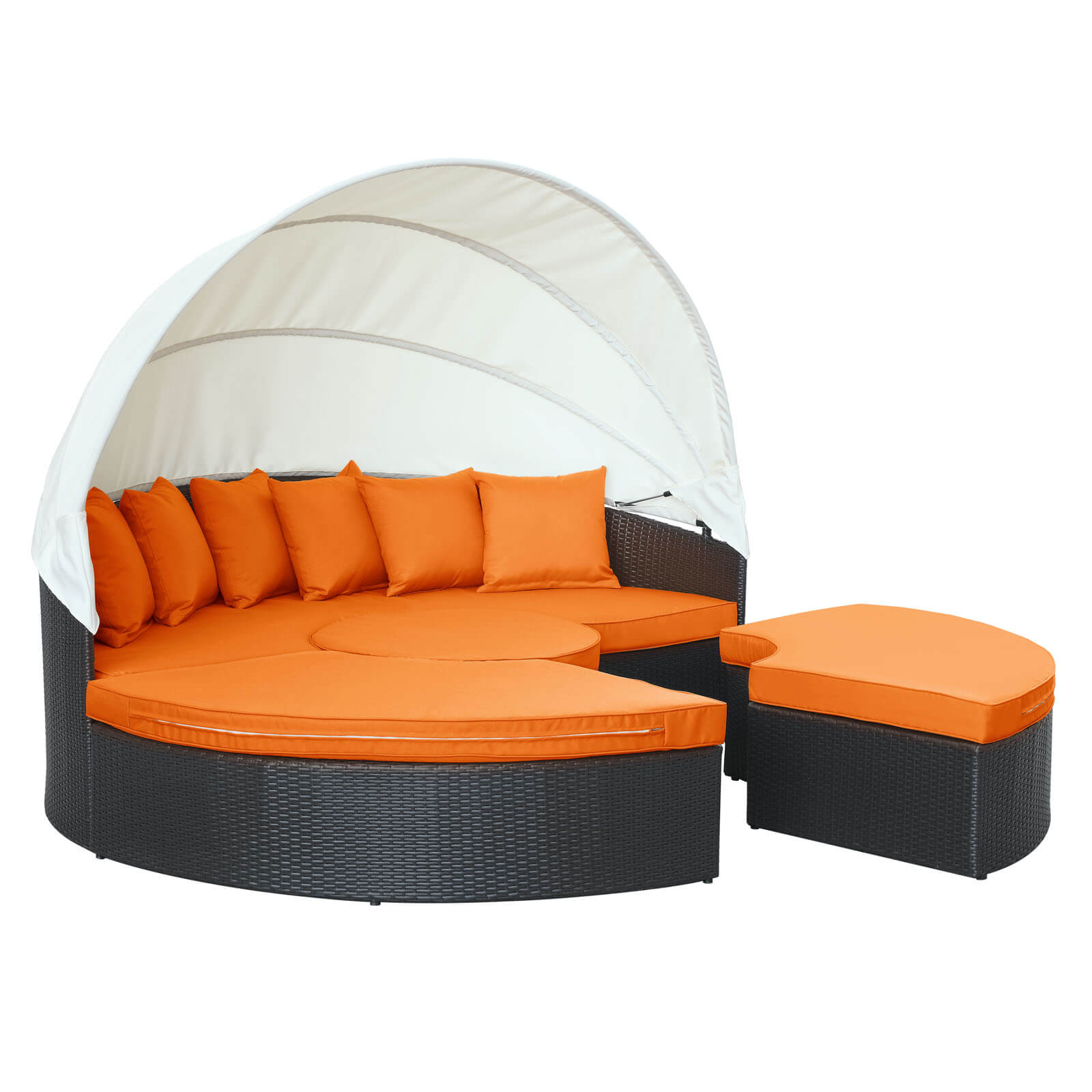 Quest Canopy Outdoor Patio Daybed, Espresso + Orange by Modway Furniture