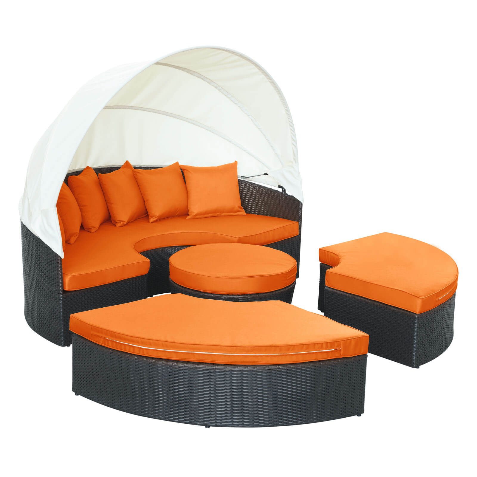 Quest Canopy Outdoor Patio Daybed, Espresso + Orange by Modway Furniture