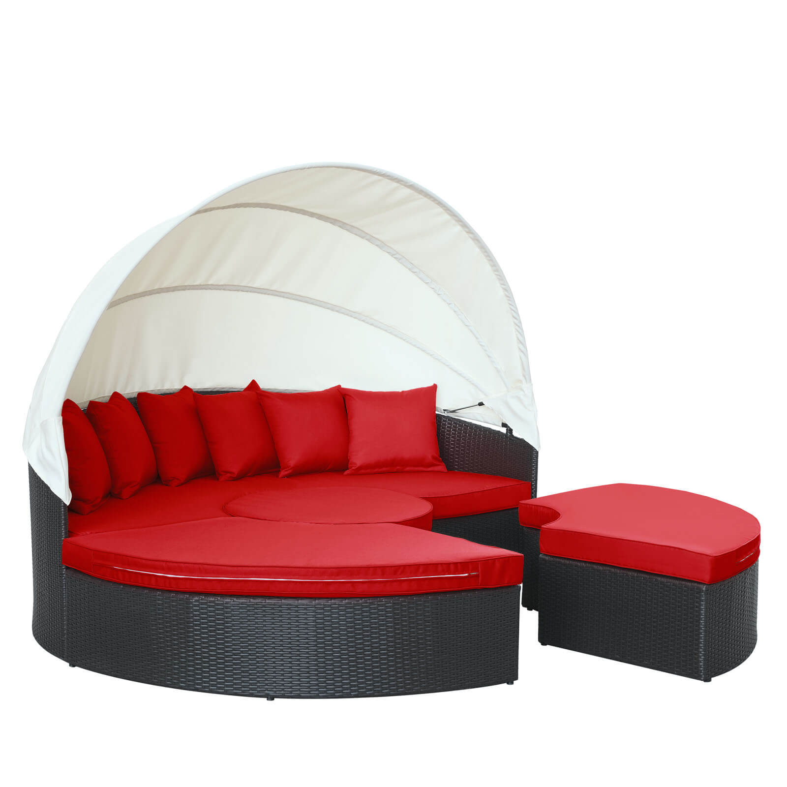 Quest Canopy Outdoor Patio Daybed, Espresso + Red by Modway Furniture