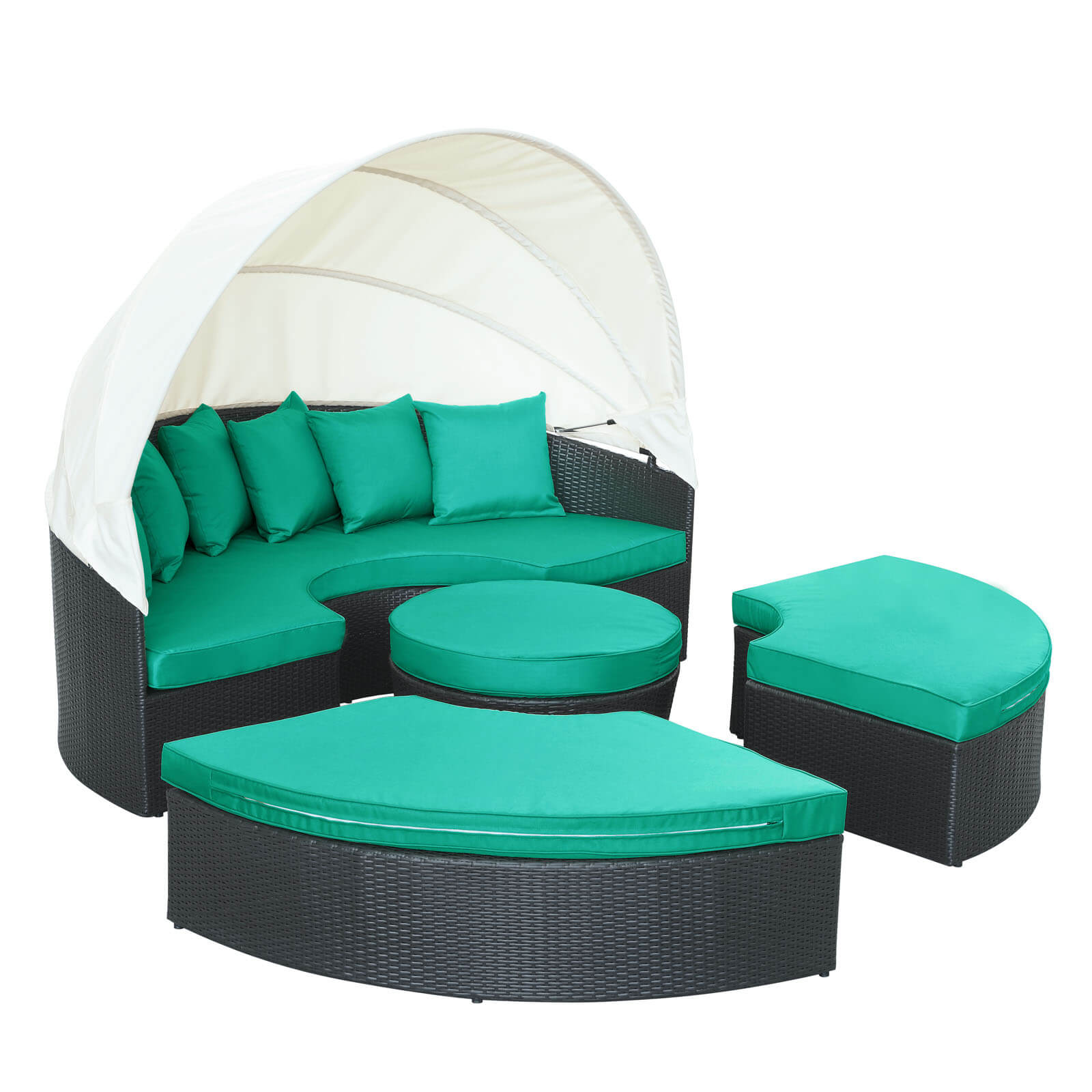 Quest Canopy Outdoor Patio Daybed, Espresso + Turquoise by Modway Furniture