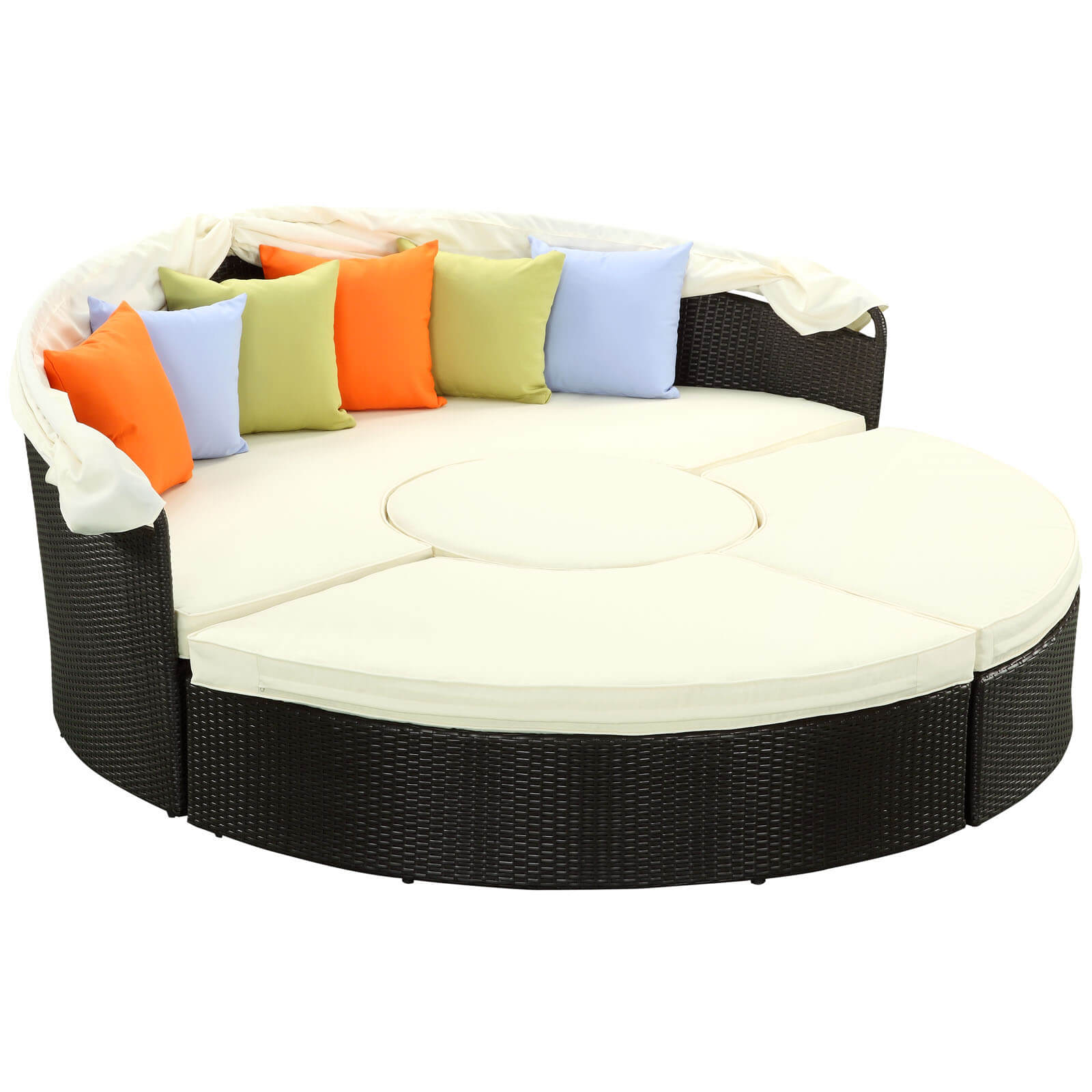 Quest Canopy Outdoor Patio Daybed, Espresso + White by Modway Furniture