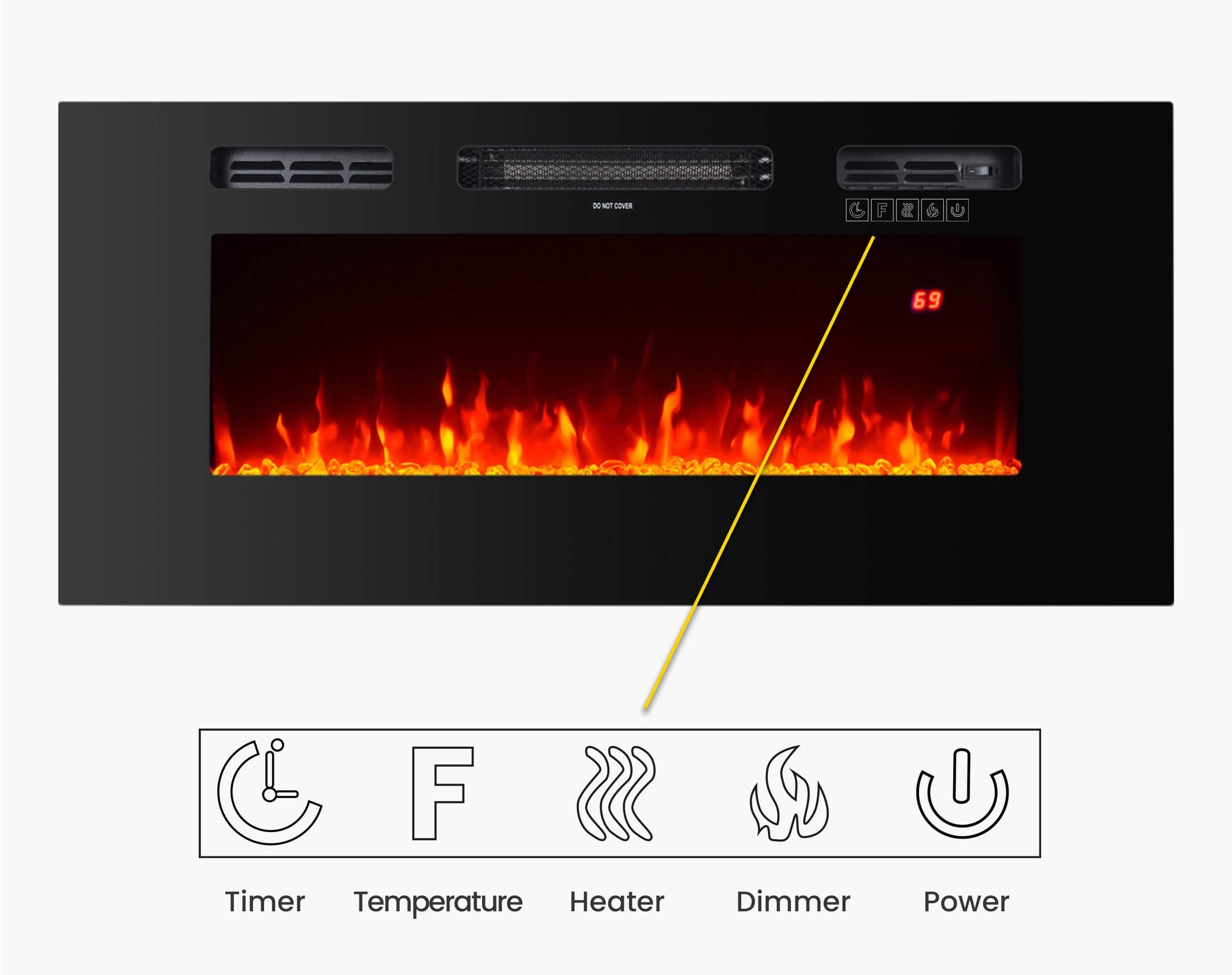 Wall Mounted 32" Electric Fireplace
