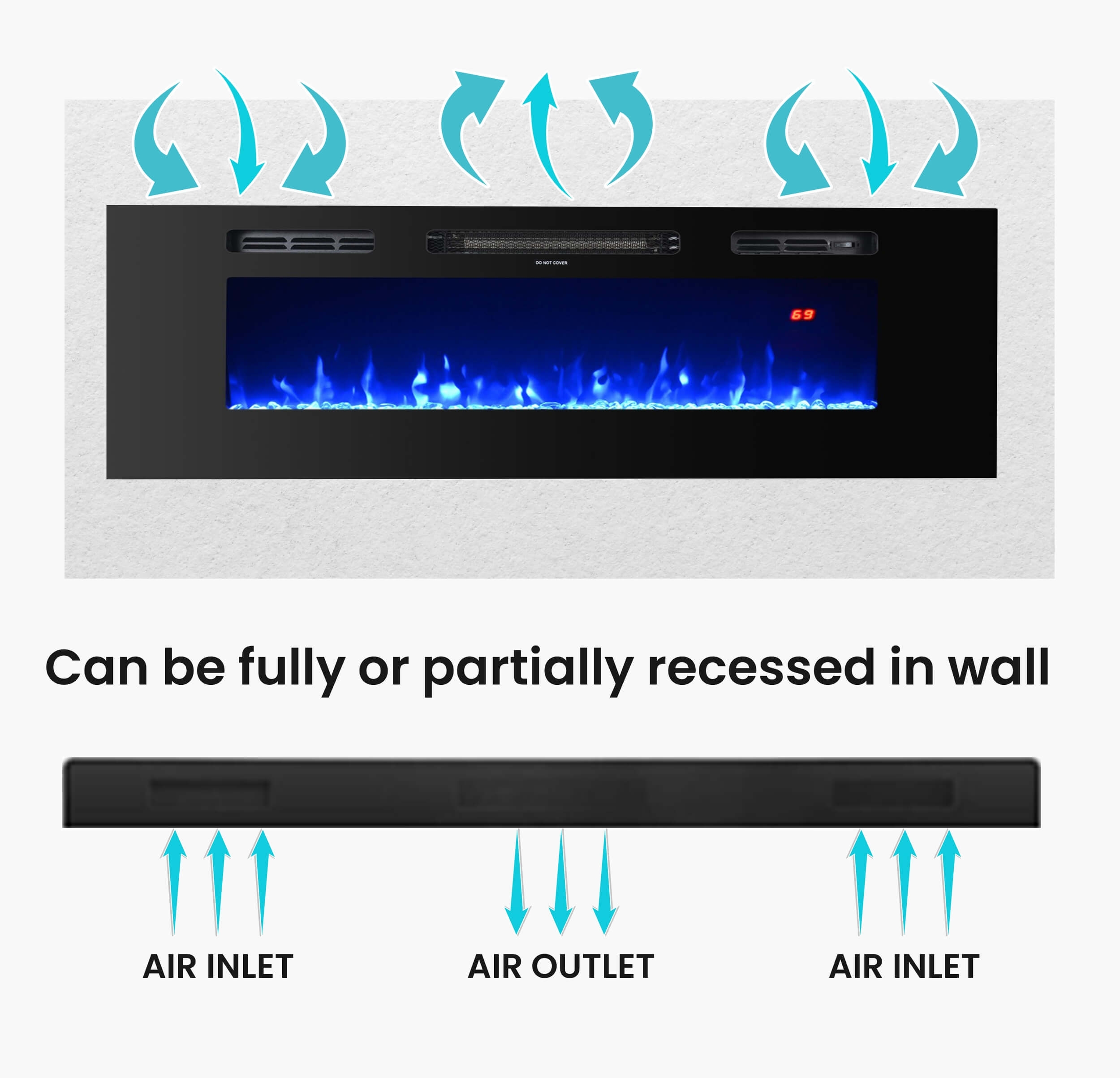 Wall Mounted 32" Electric Fireplace