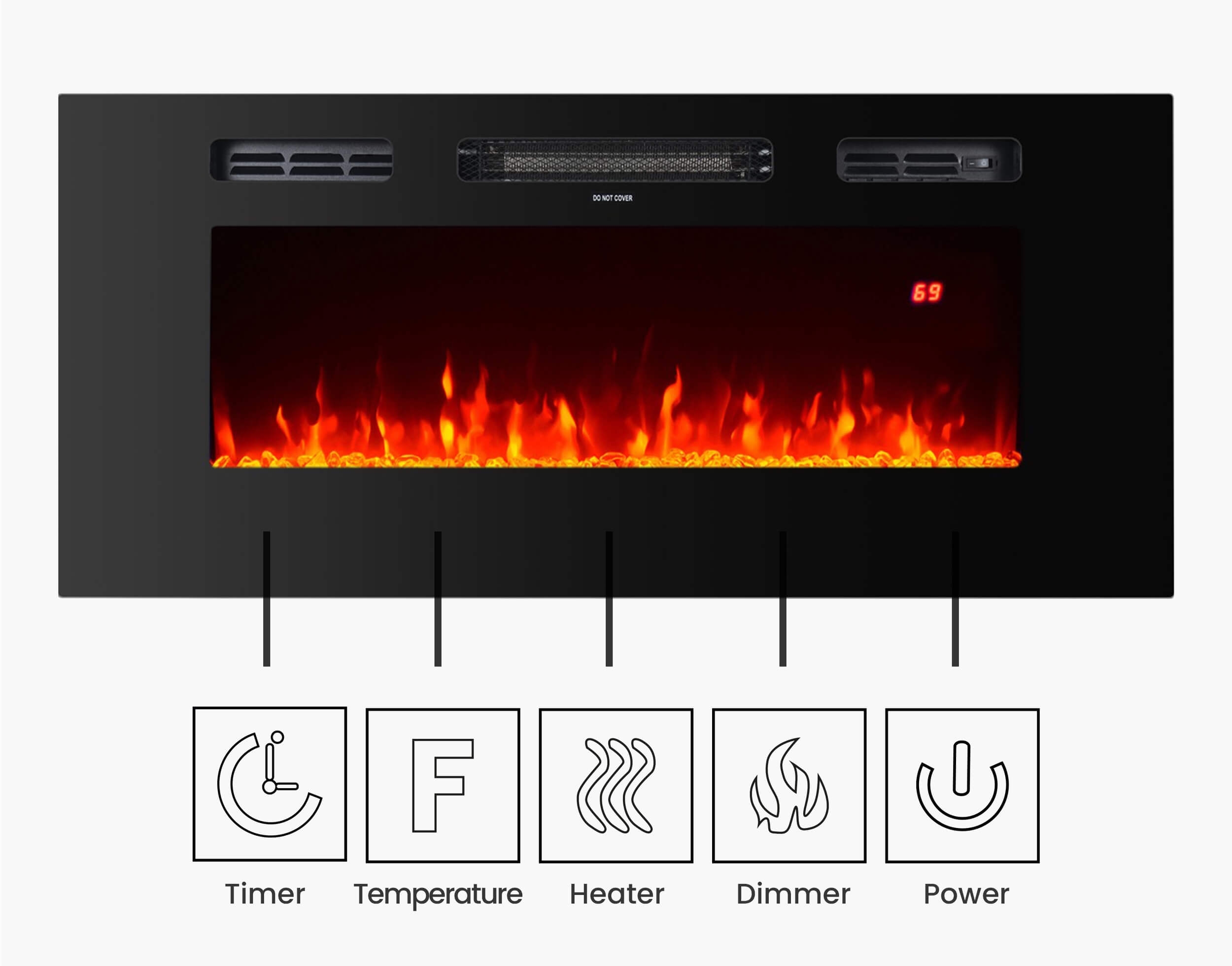 Wall Mounted 40" Electric Fireplace