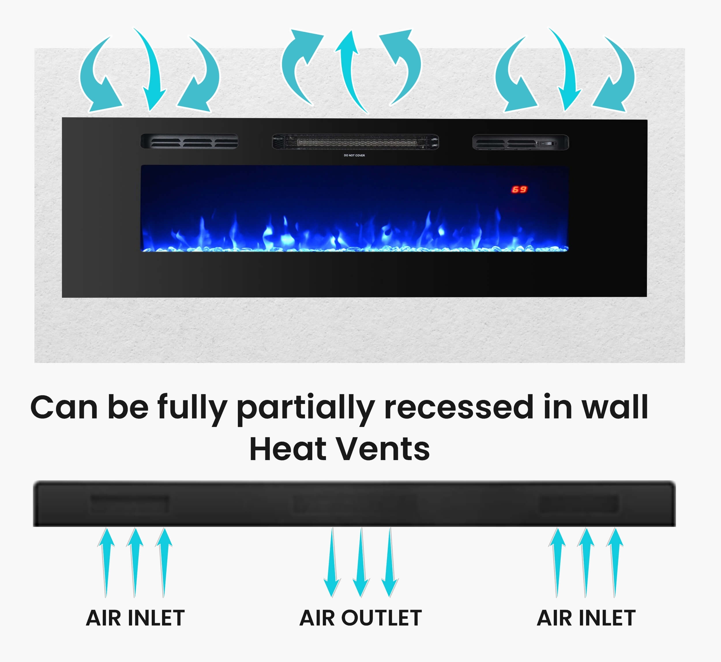 Wall Mounted 40" Electric Fireplace