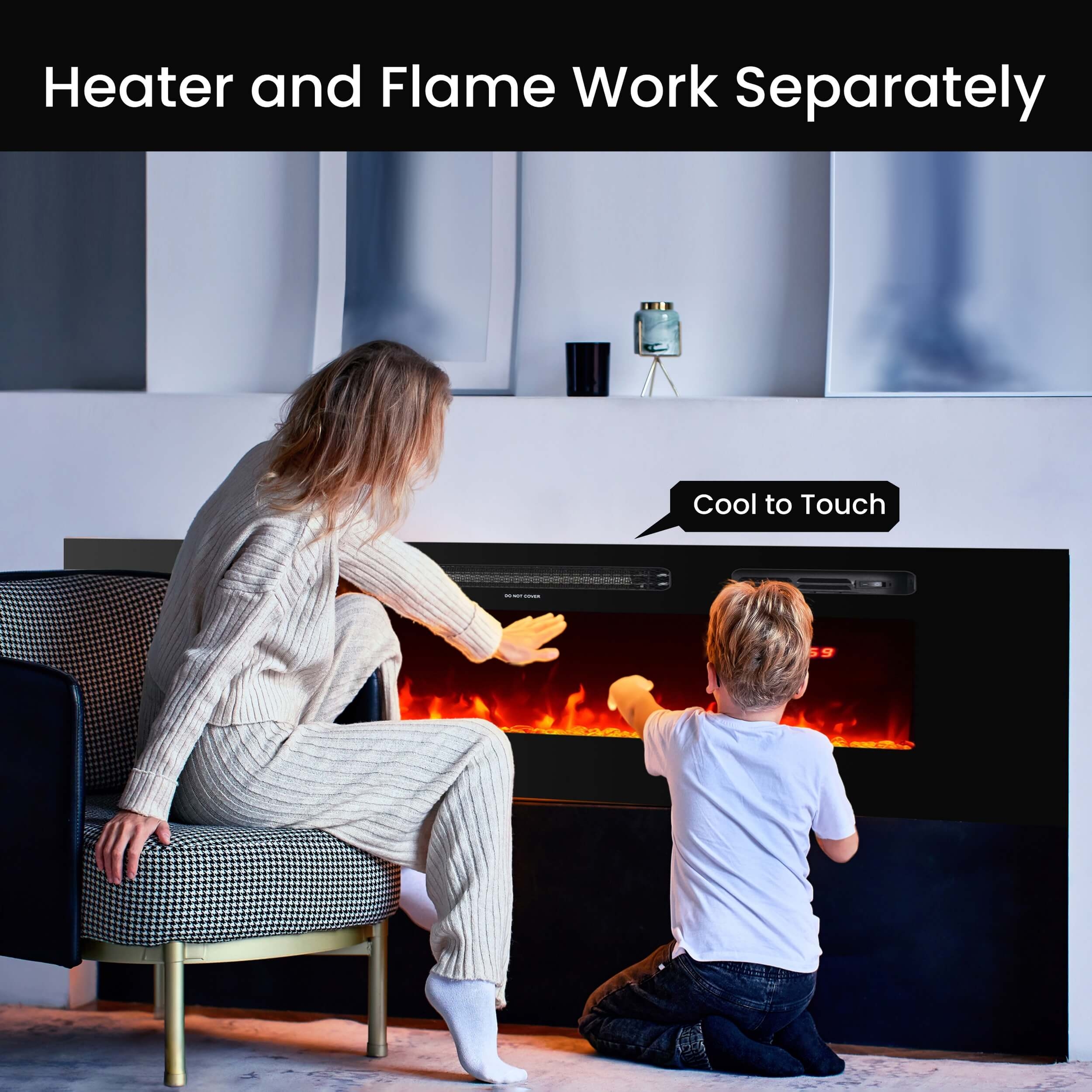 Wall Mounted 40" Electric Fireplace