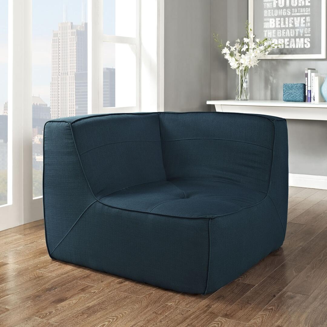 Align Tufted Fabric Corner Chair, Azure by Modway Furniture