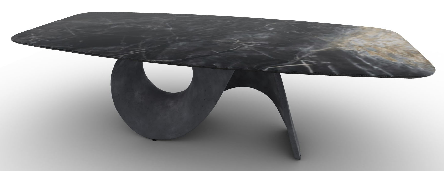 Seashell W98.4-inch Ceramic/Cement Customizable Elliptical Dining Table
