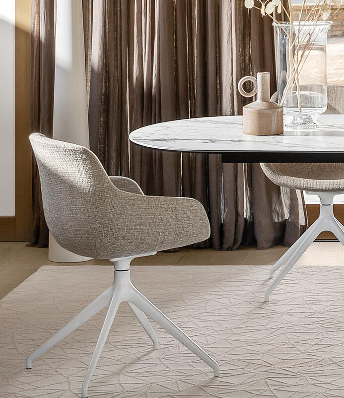 Igloo Fabric/Metal Customizable Dining Armchair w/180° Swivel/Return