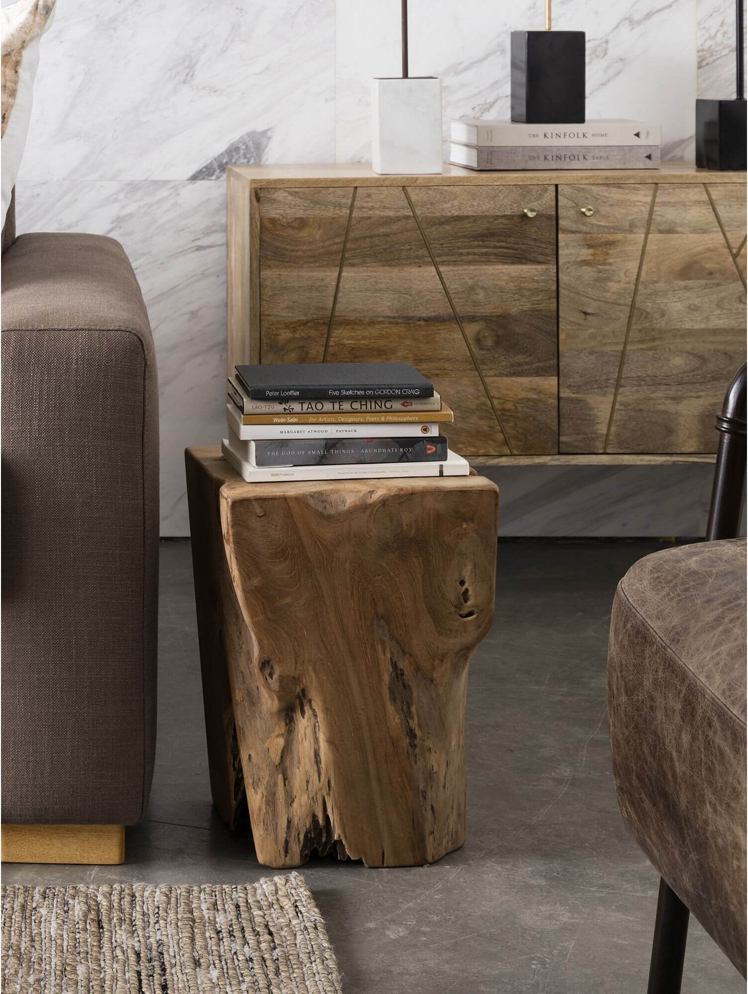 Natural Teak Wood End Table