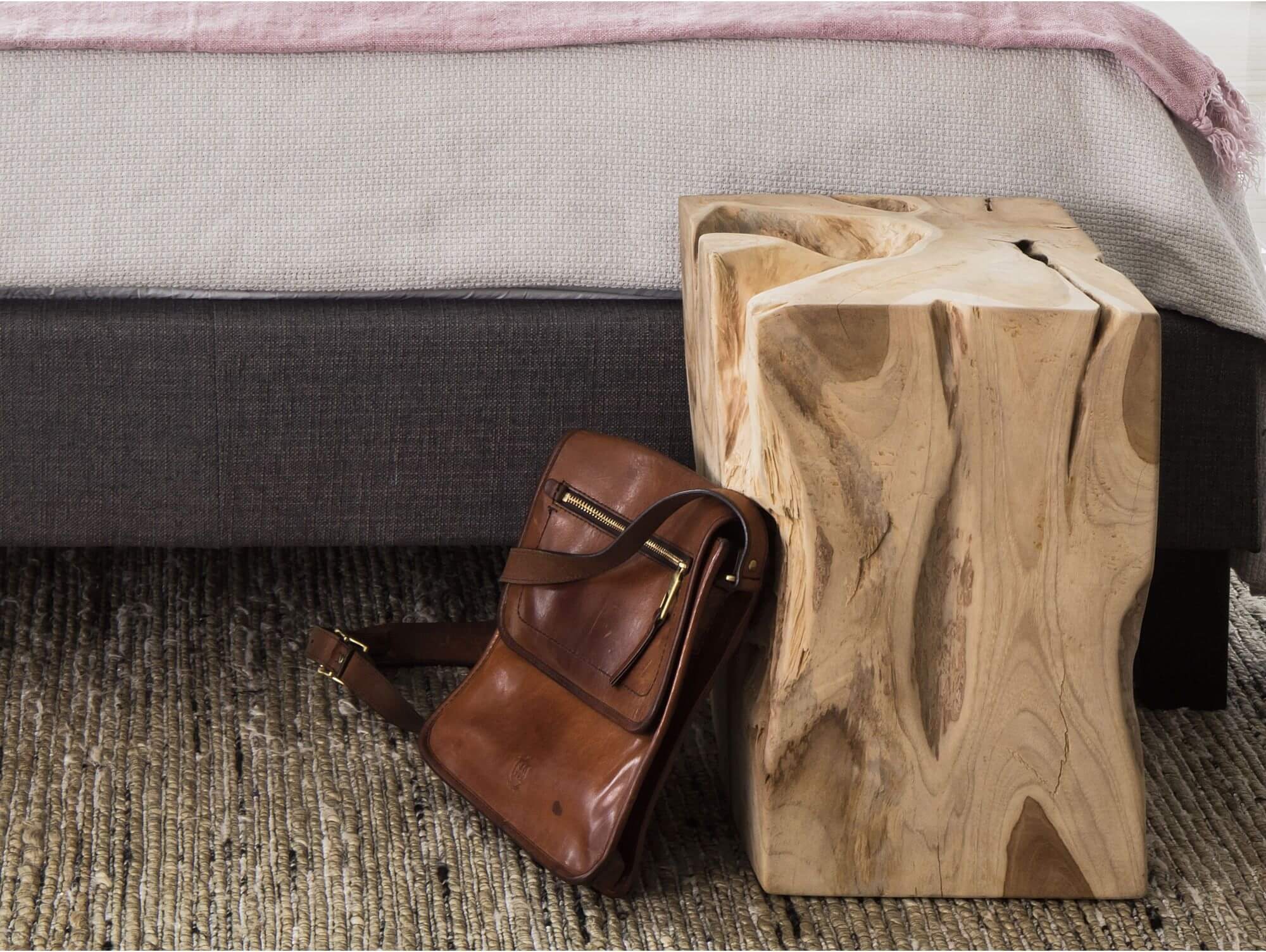 Natural Teak Wood End Table