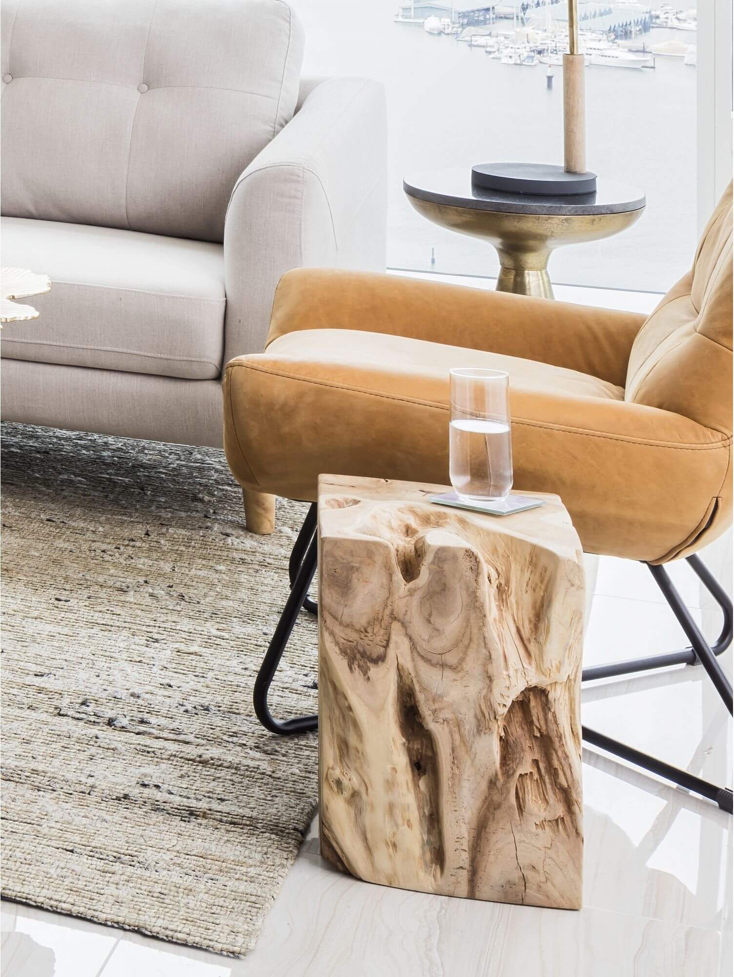 Natural Teak Wood End Table