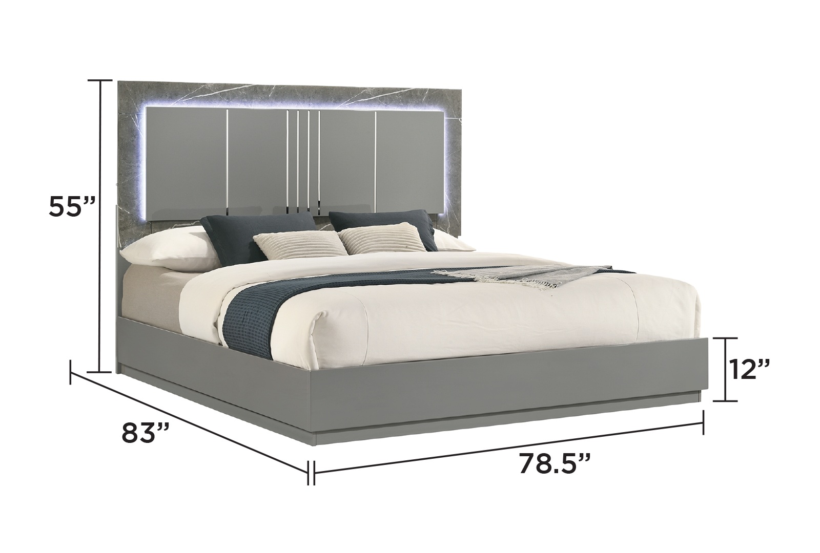 Elara Wood Platform Bedroom Set w/LED Light