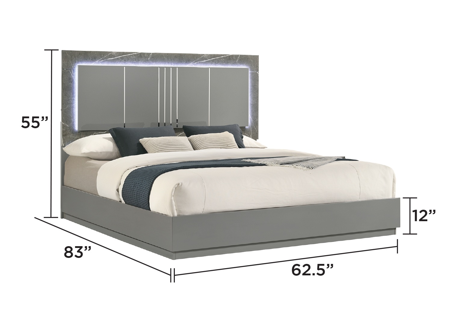 Elara Wood Platform Bed w/LED Light