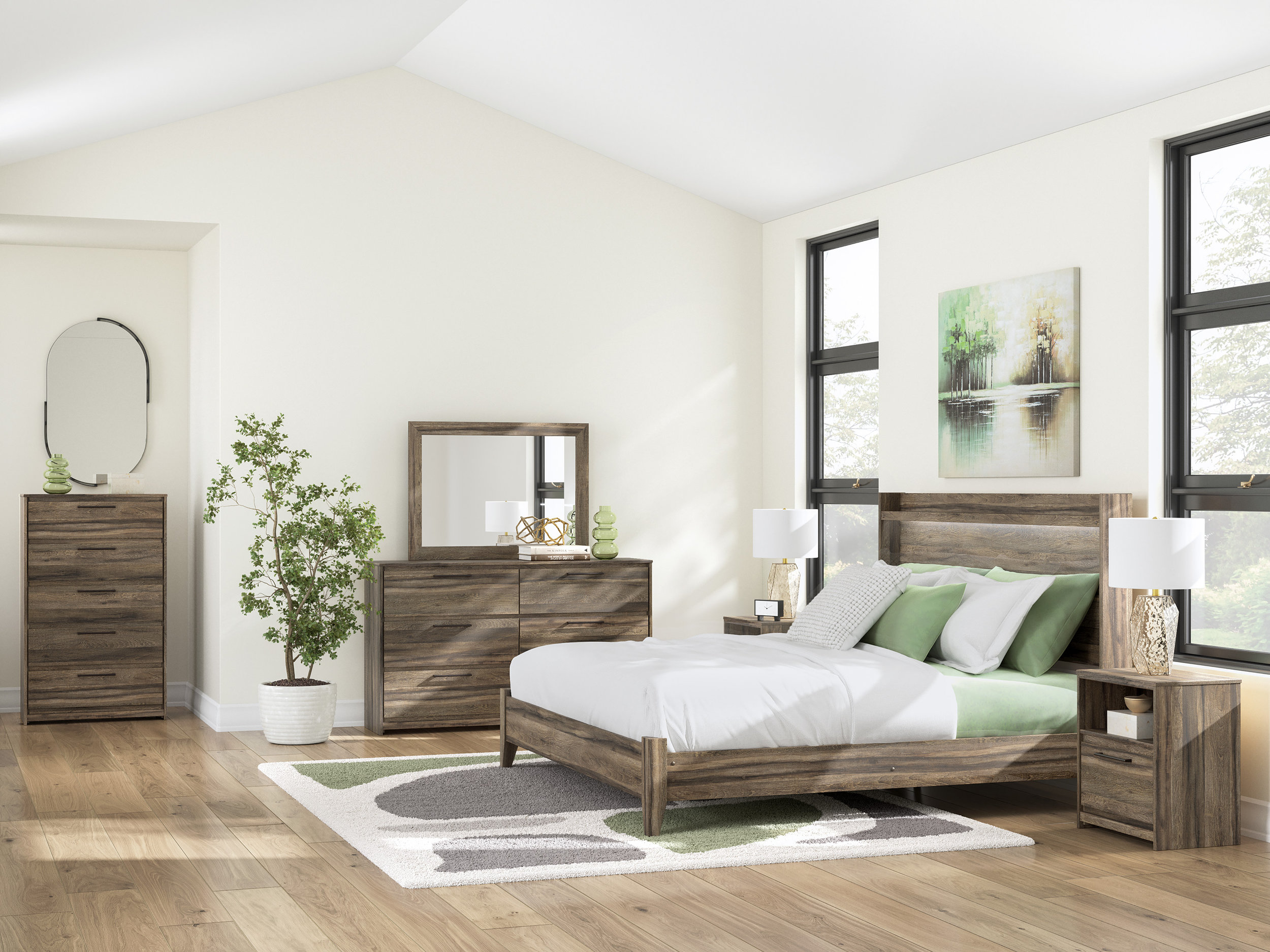 Elbrim MDF Panel Bedroom Set