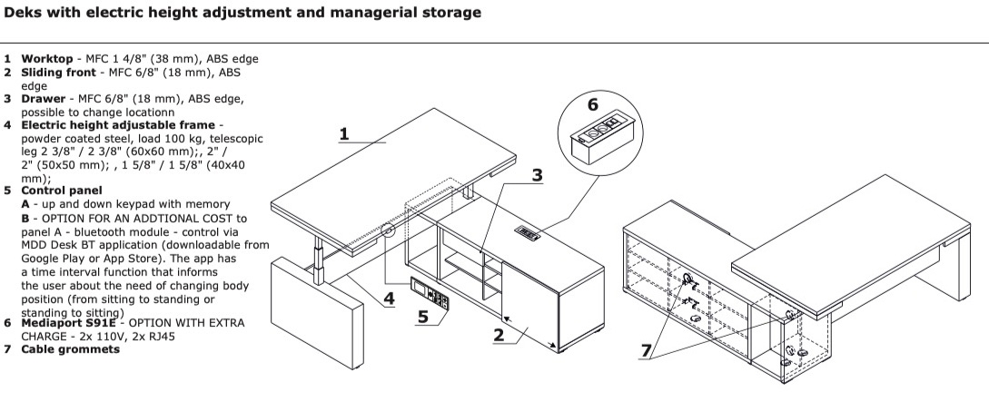 Mito Adjustable Executive Desk by MDD 