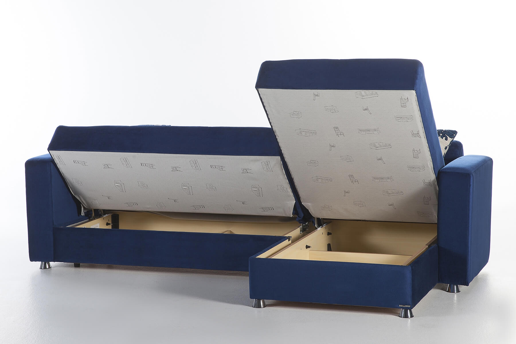 Elegant Microfiber Reversible Sleeper Storage Sectional Sofa