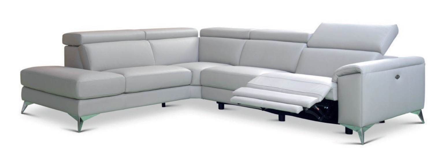 Allison Leather L-Shaped Sectional Sofa w/Power Recliner