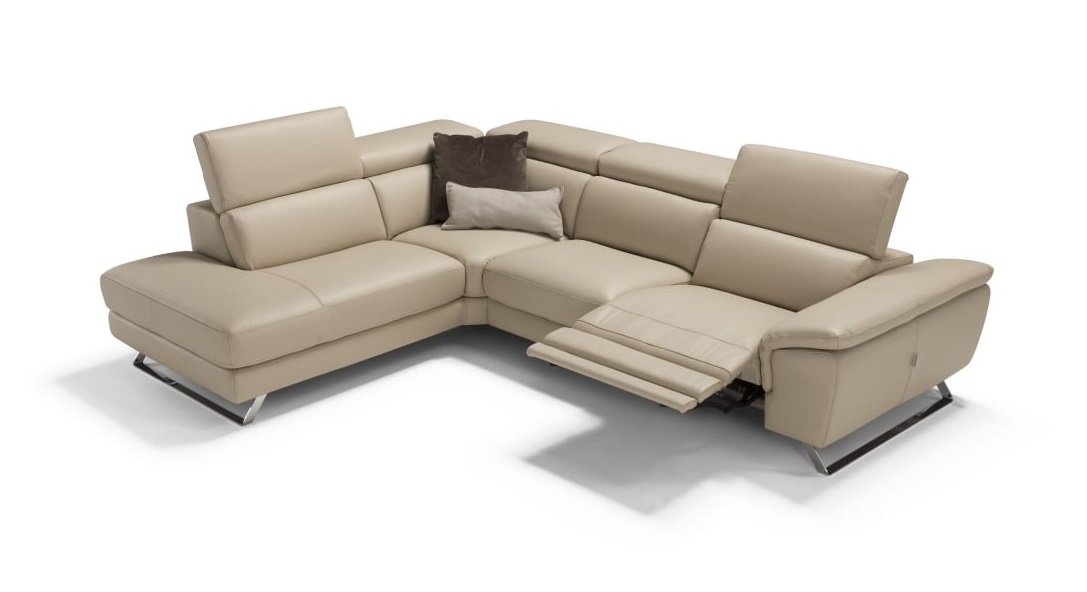 Lea Leather L-Shaped Sectional Sofa w/Power Recliner