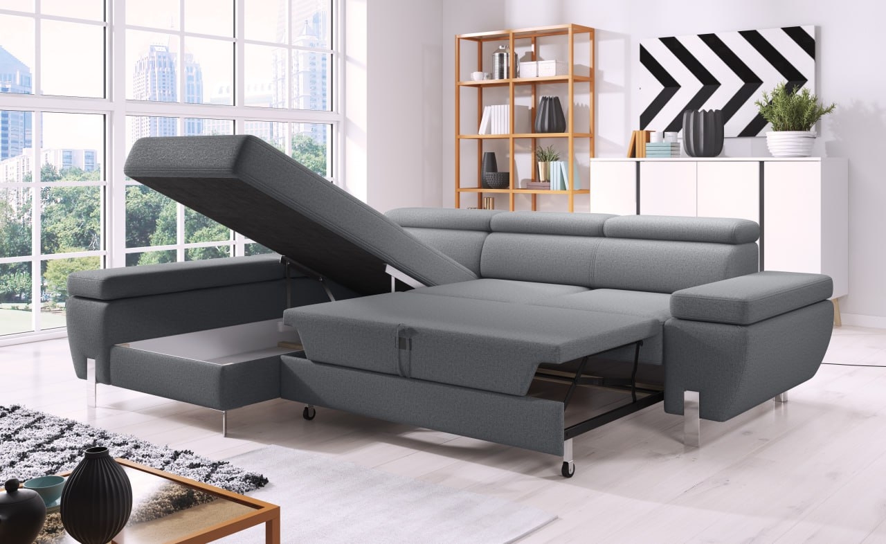 Molina Fabric L-Shaped Convertible Storage Sectional Sofa