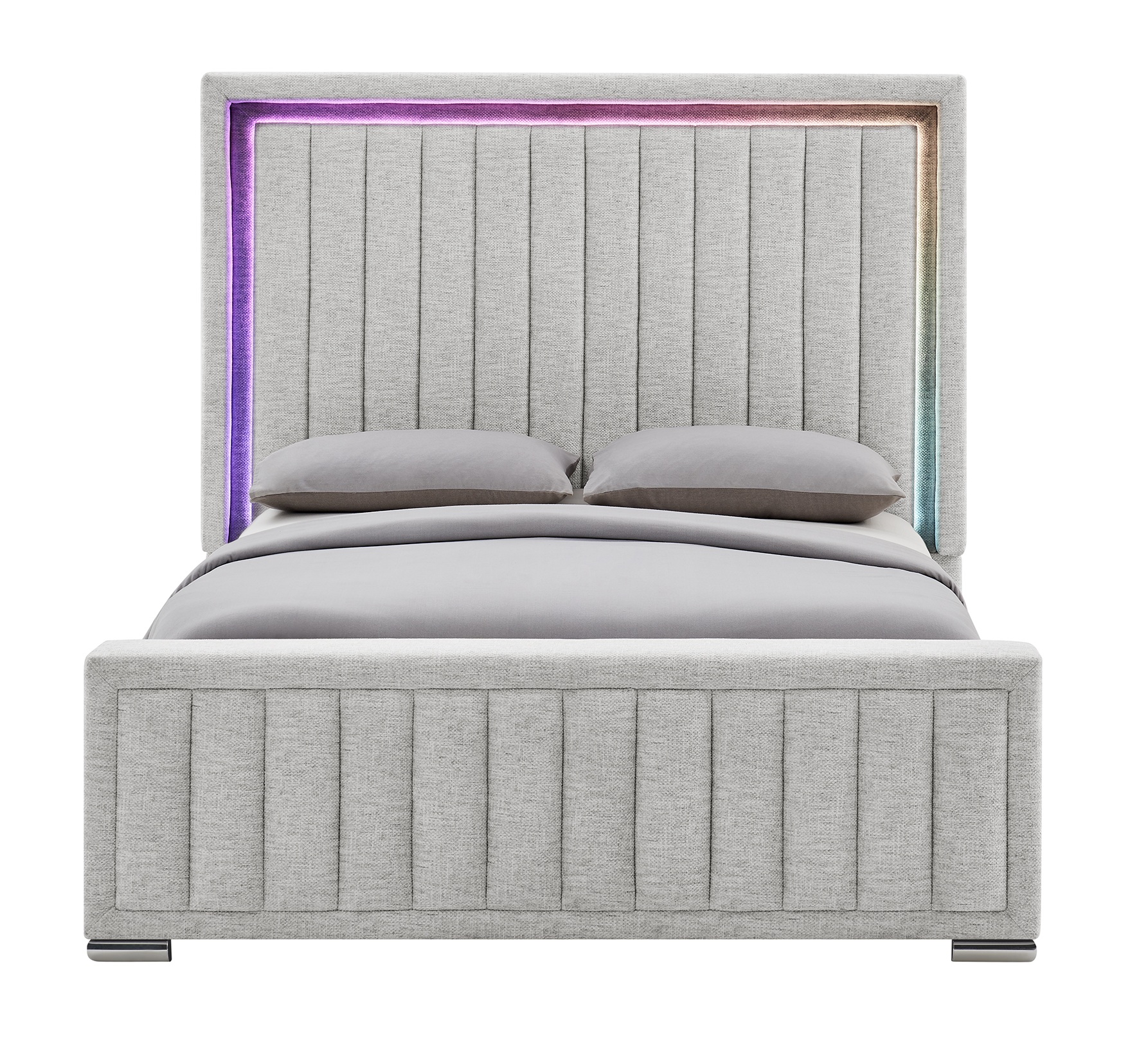 Elias Queen Size Fabric Panel Bed with LED and Immersive Sound Speaker