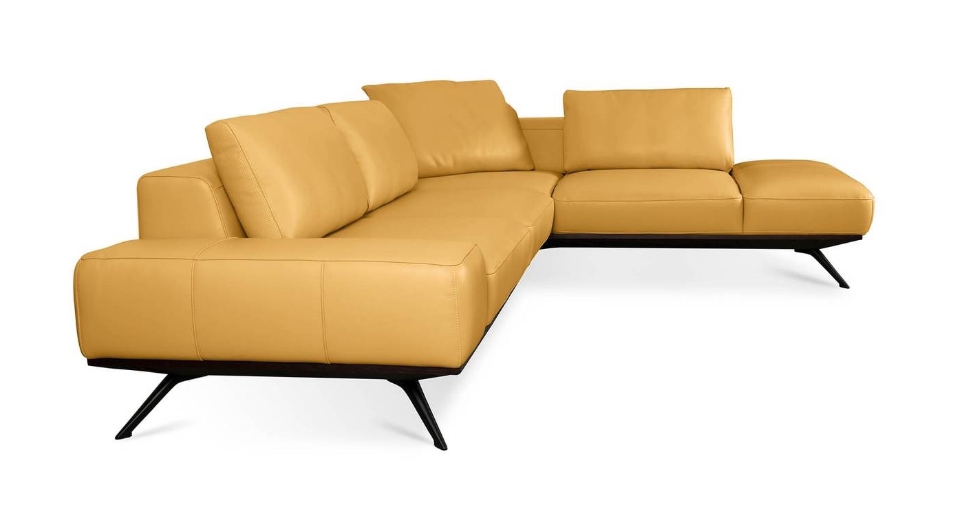 Elise Leather L-Shaped Sectional Sofa, Right Facing Chaise