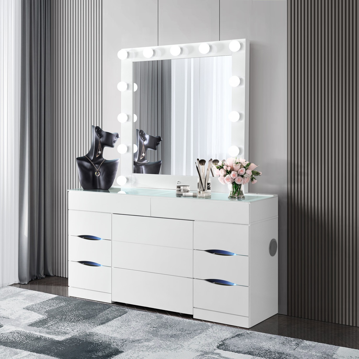 Ella Vanity Set with Storage Stool