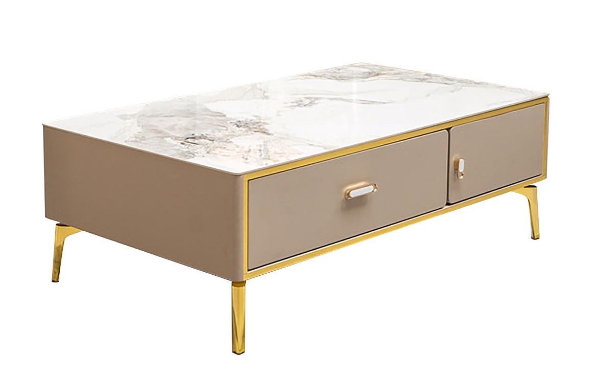 Ella Storage Coffee Table with Carrera Style Porcelain Top