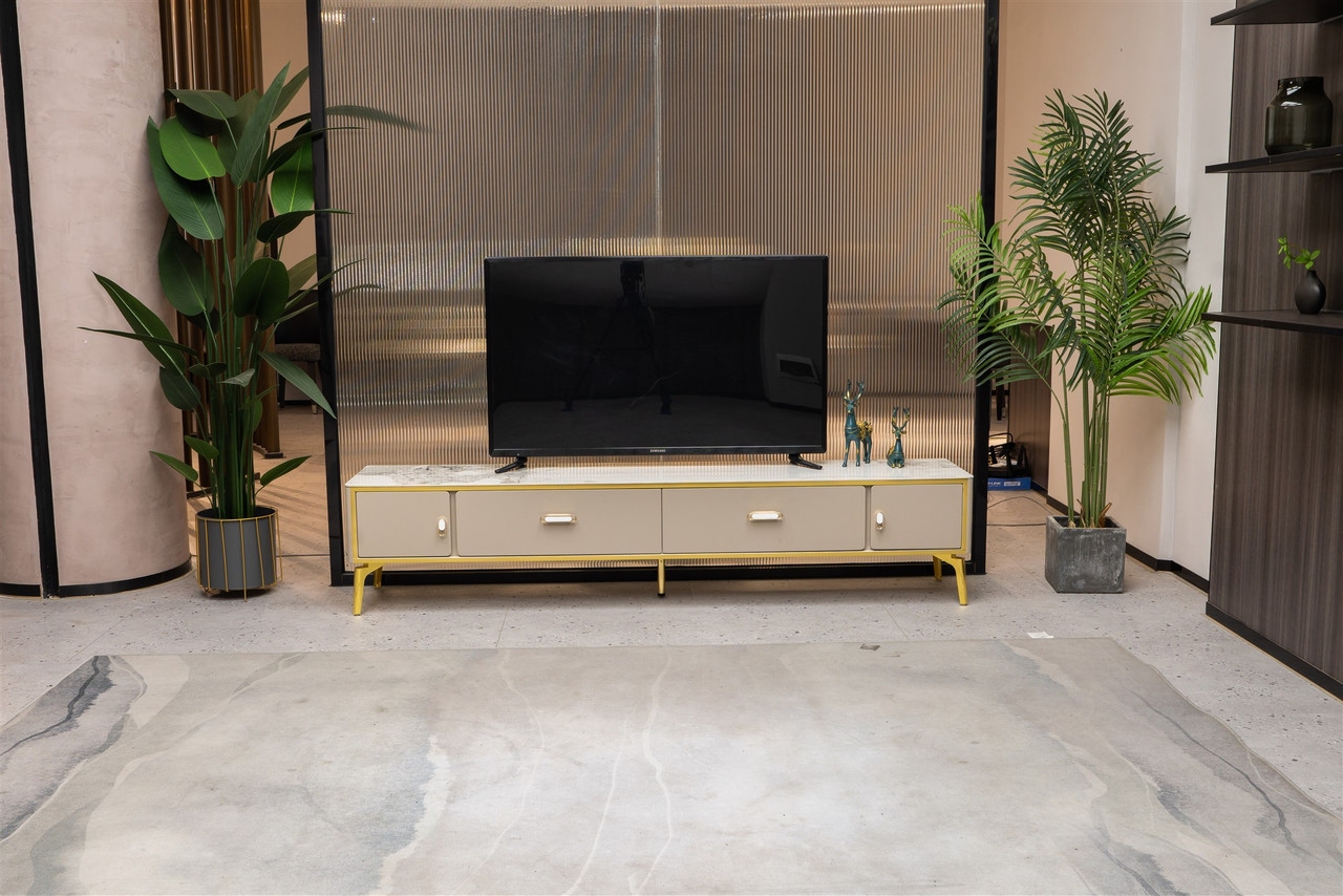 Ella Storage TV Stand with Carrera Style Porcelain Top