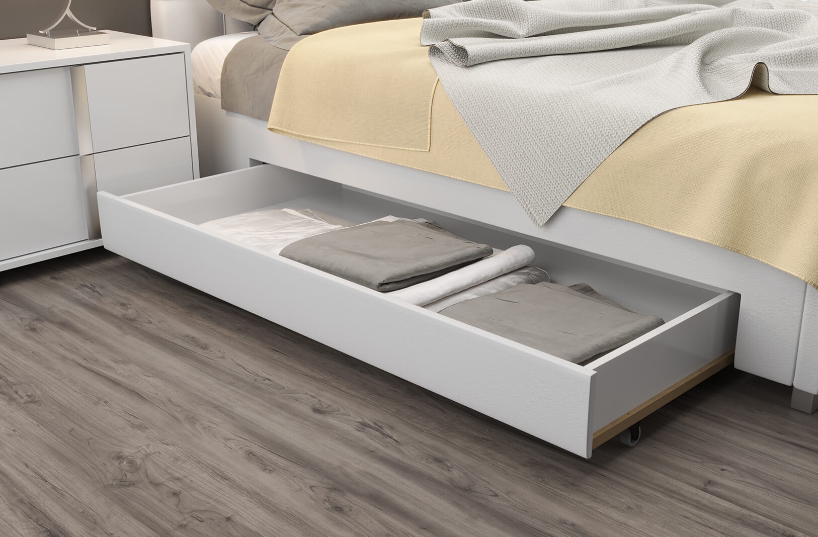Elma Tufted Leatherette Storage Bed, Queen Size