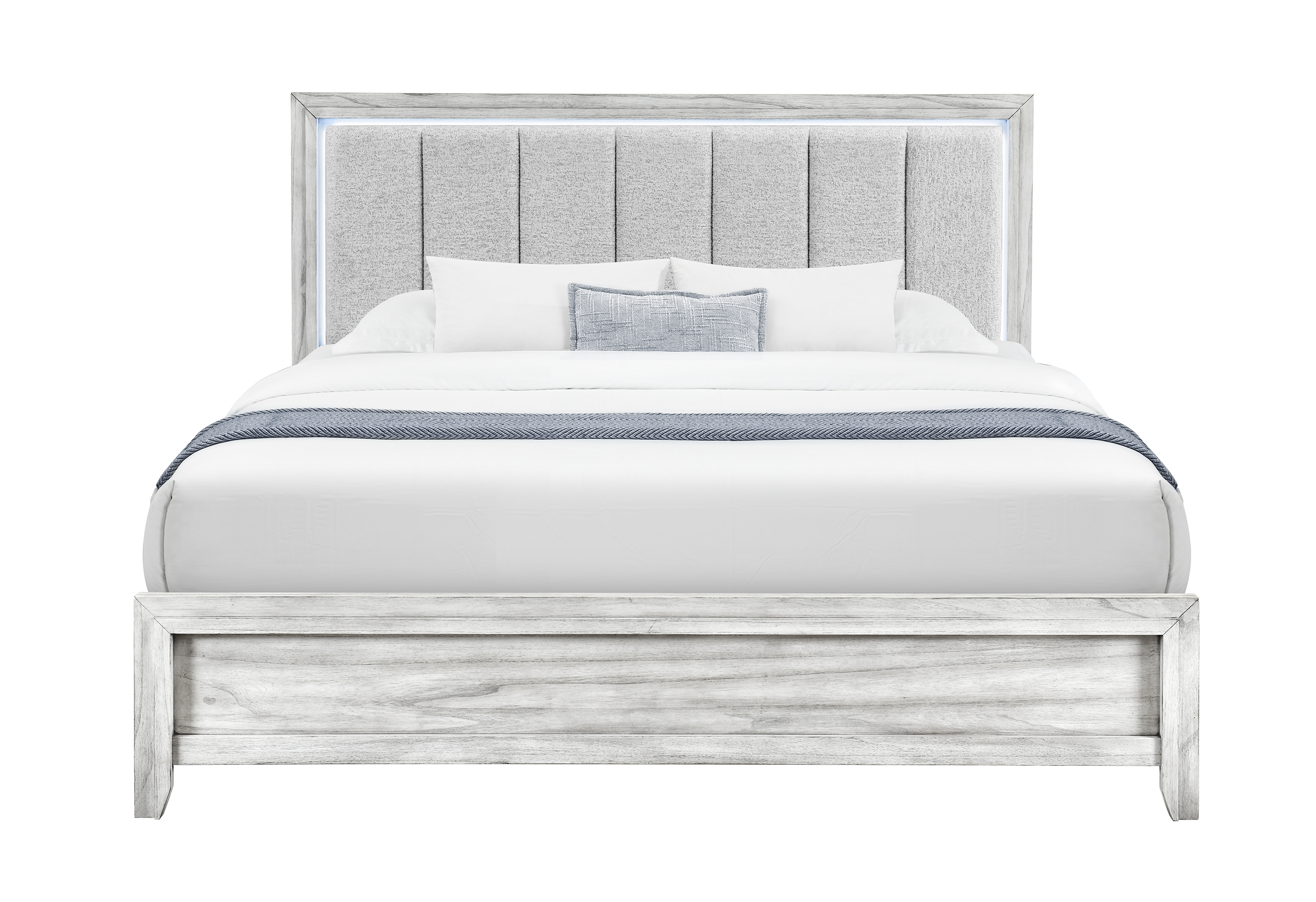 Elsie Panel Bedroom Set with LED and Fabric Headboard