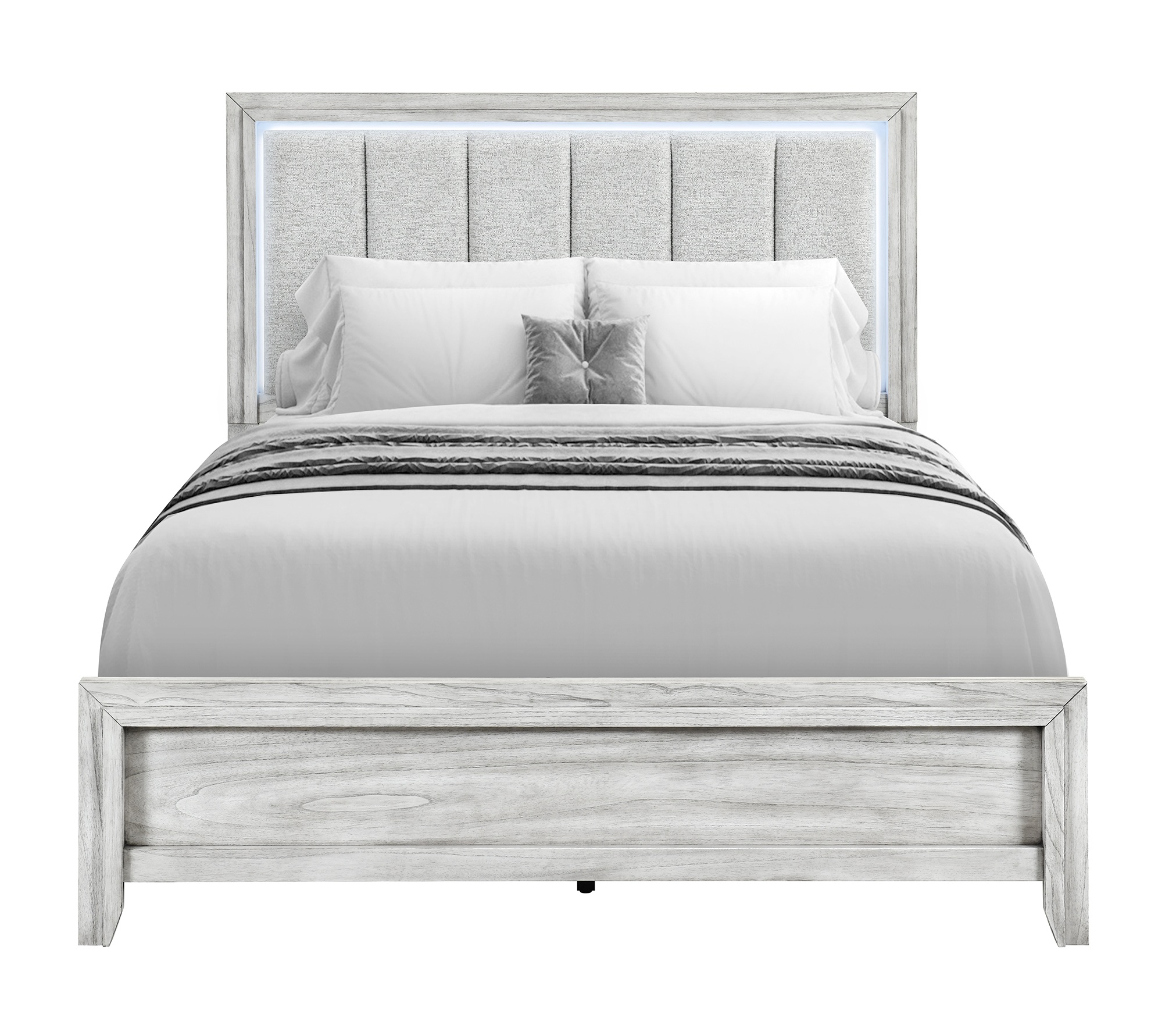 Elsie Panel Bed with LED and Fabric Headboard