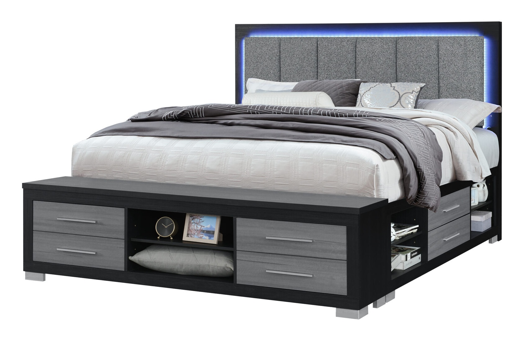Emma Platform Storage Bedroom Set with LED and USB