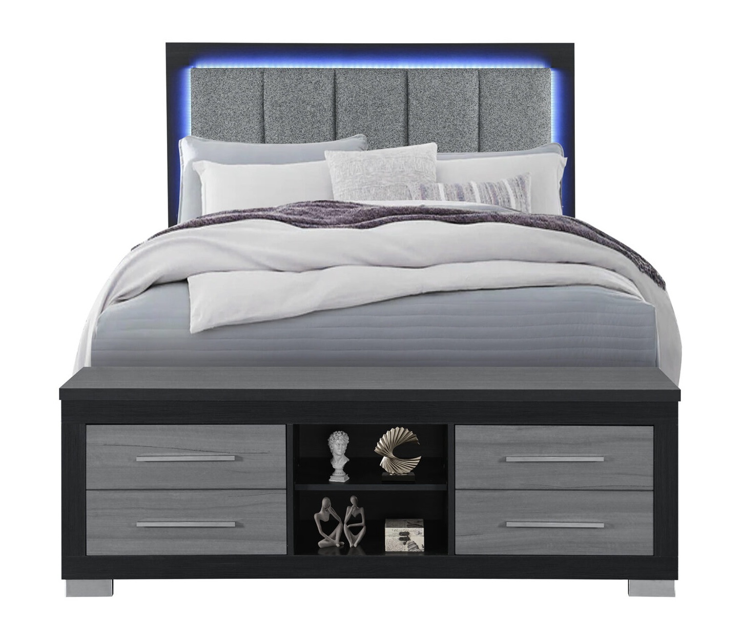 Emma Platform Storage Bedroom Set with LED and USB