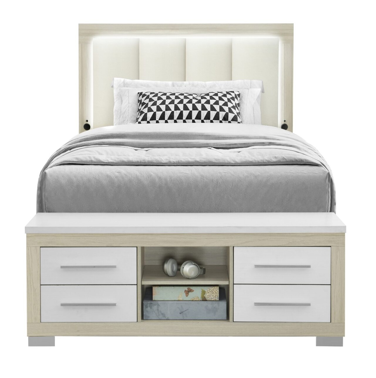 Emma Platform Storage Bedroom Set with LED and USB