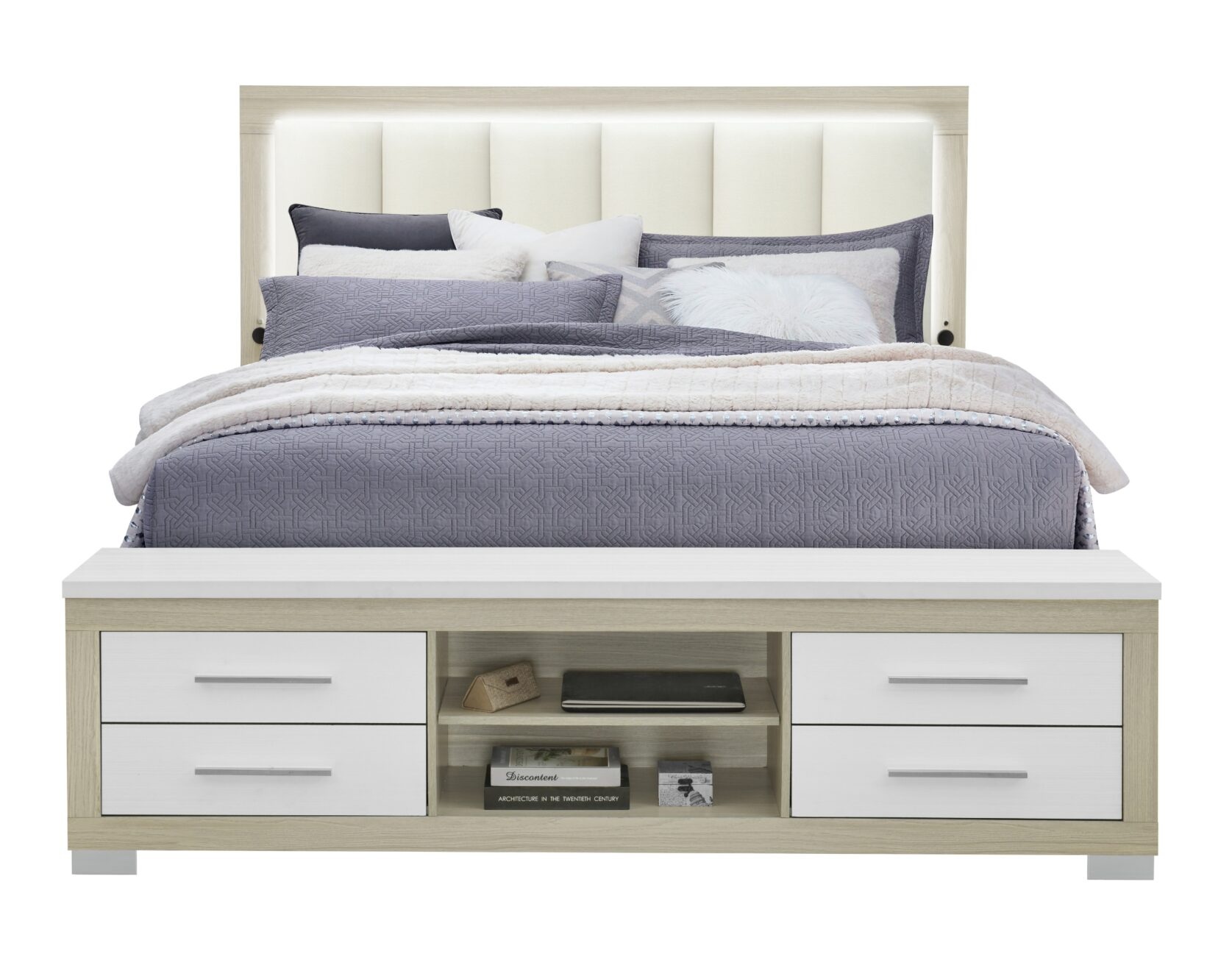 Emma Platform Storage Bedroom Set with LED and USB