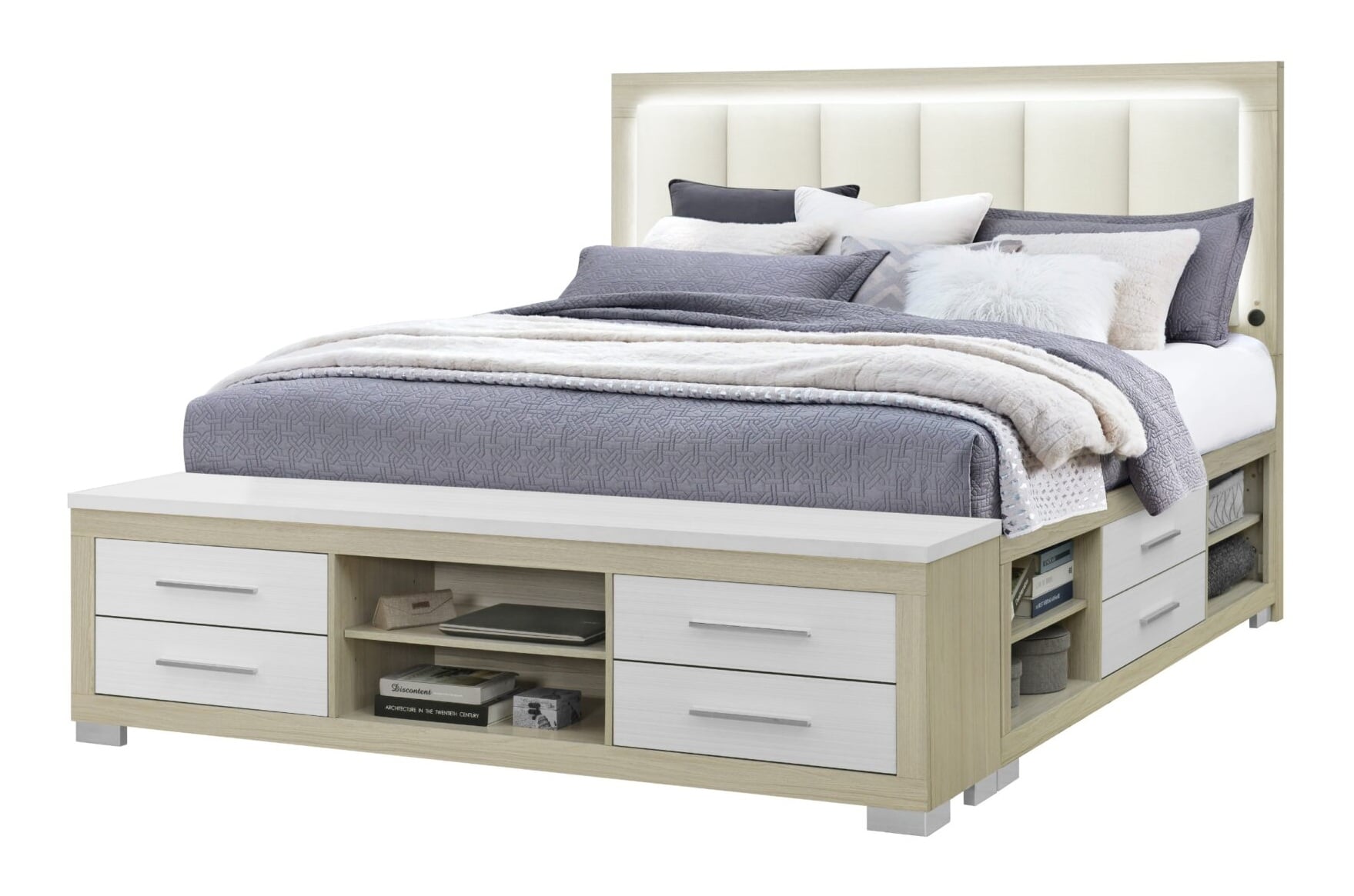 Emma Platform Storage Bedroom Set with LED and USB