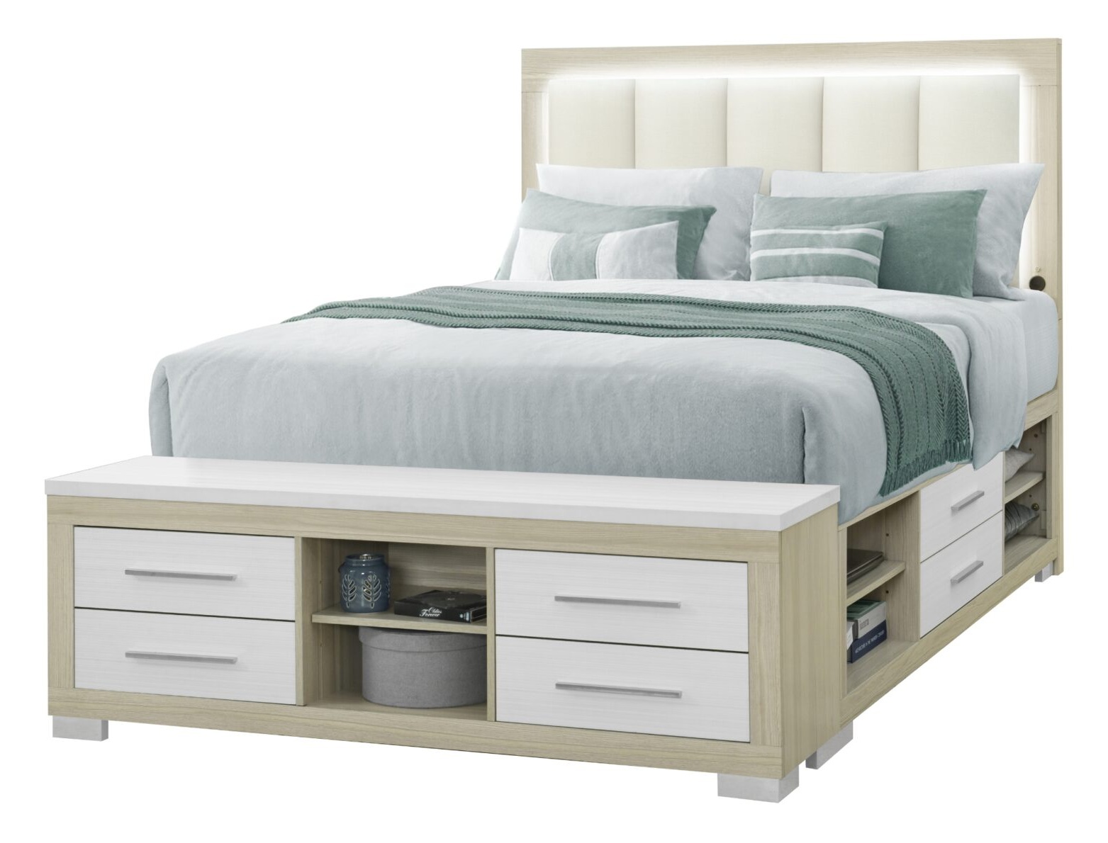 Emma Platform Storage Bedroom Set with LED and USB